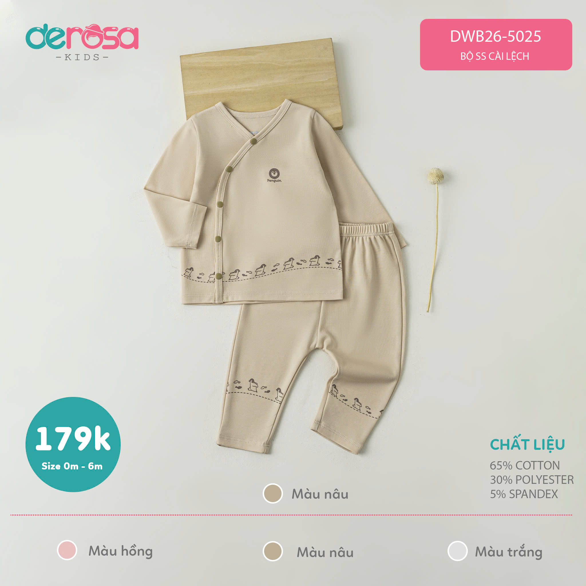 BỘ SS CÀI LỆCH (0-6M) - TRẮNG