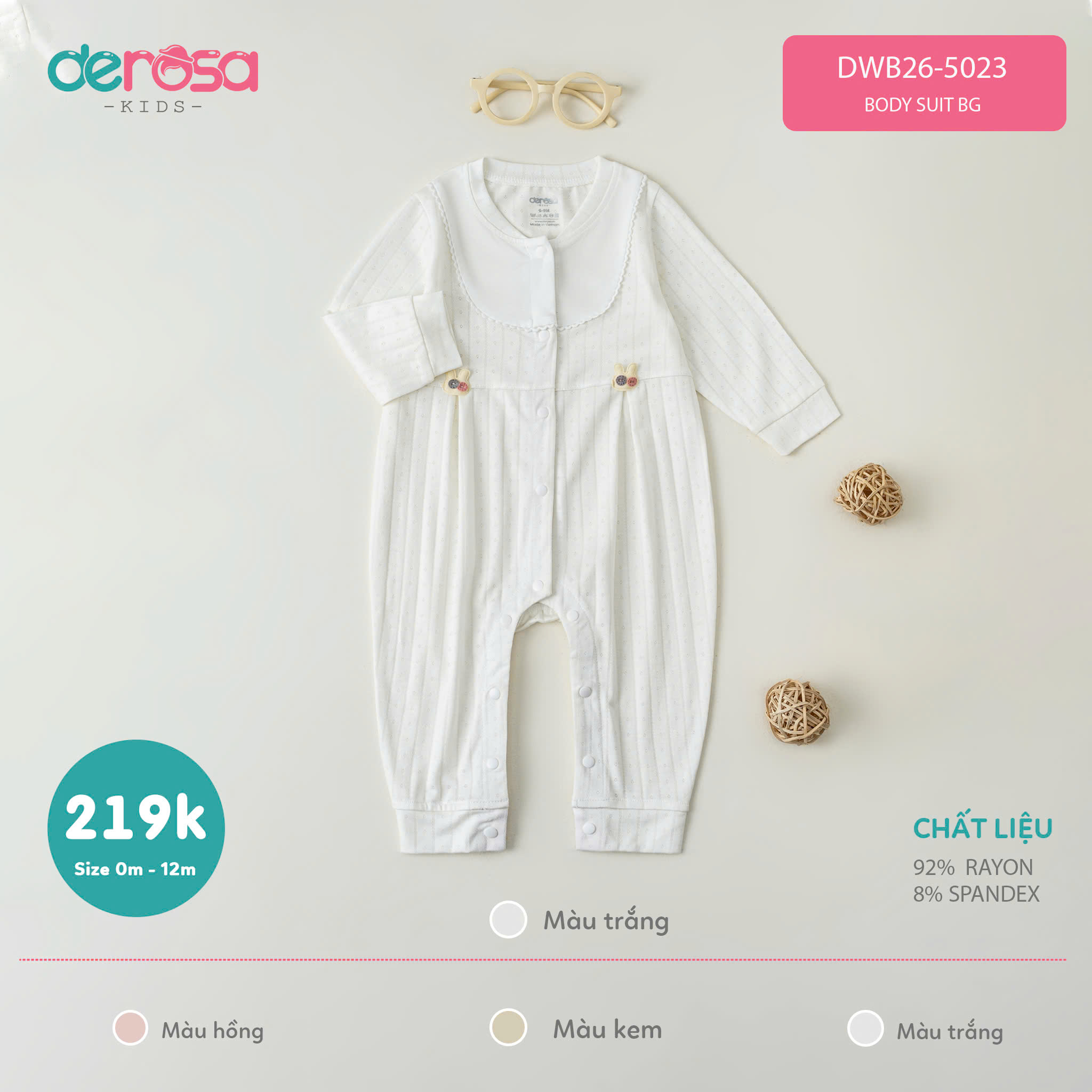 BODY SUIT BG (0-12M) - TRẮNG