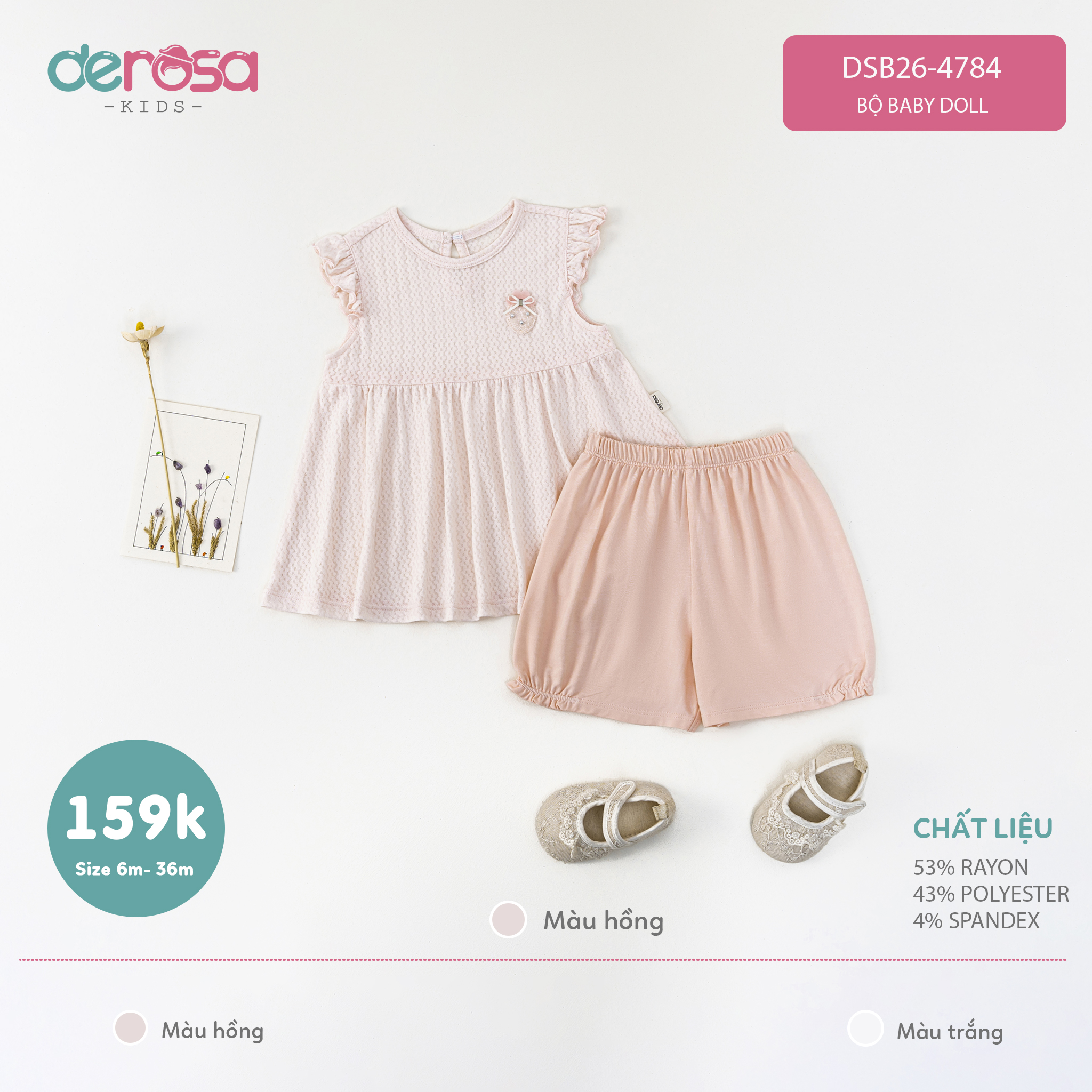 Bộ Baby Doll BG (6-36M) - Trắng