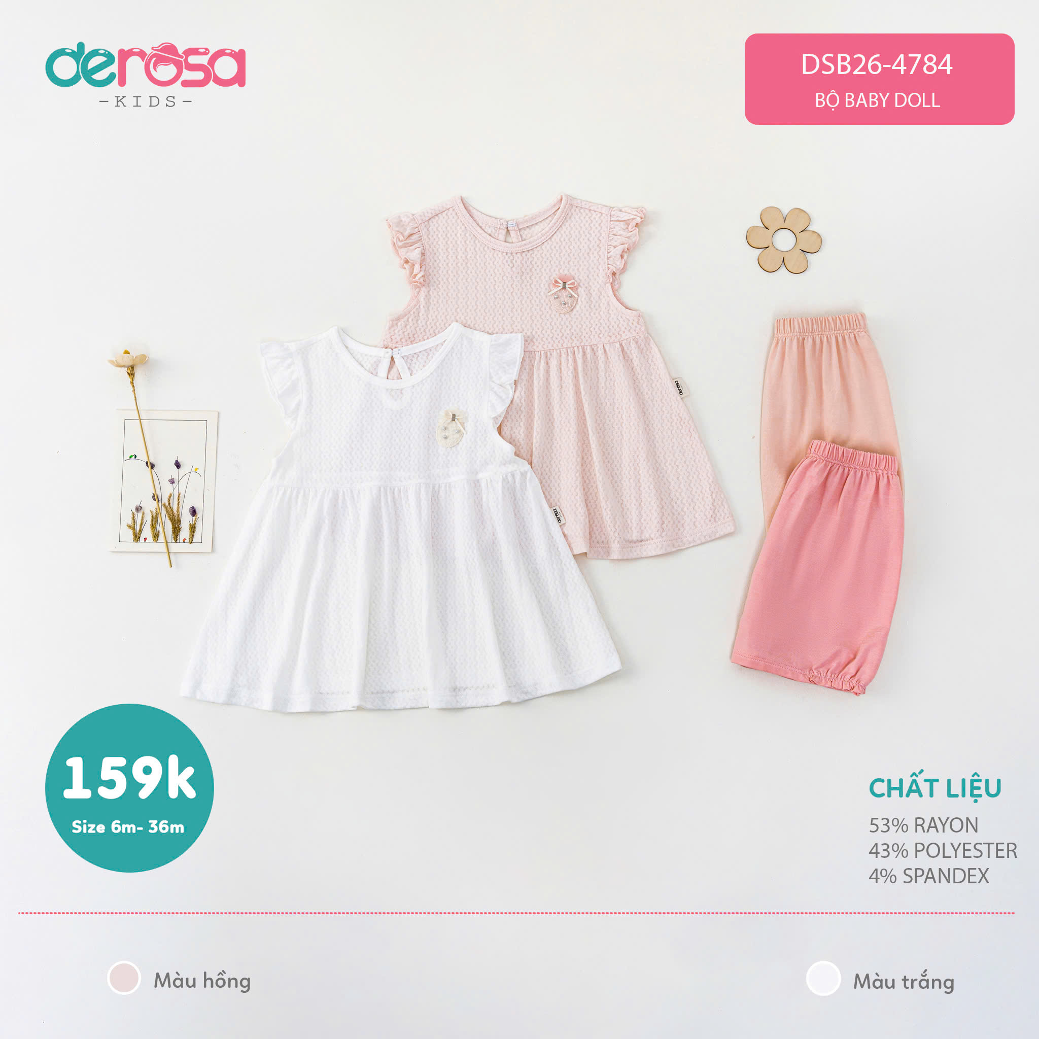 Bộ Baby Doll BG (6-36M) - Trắng