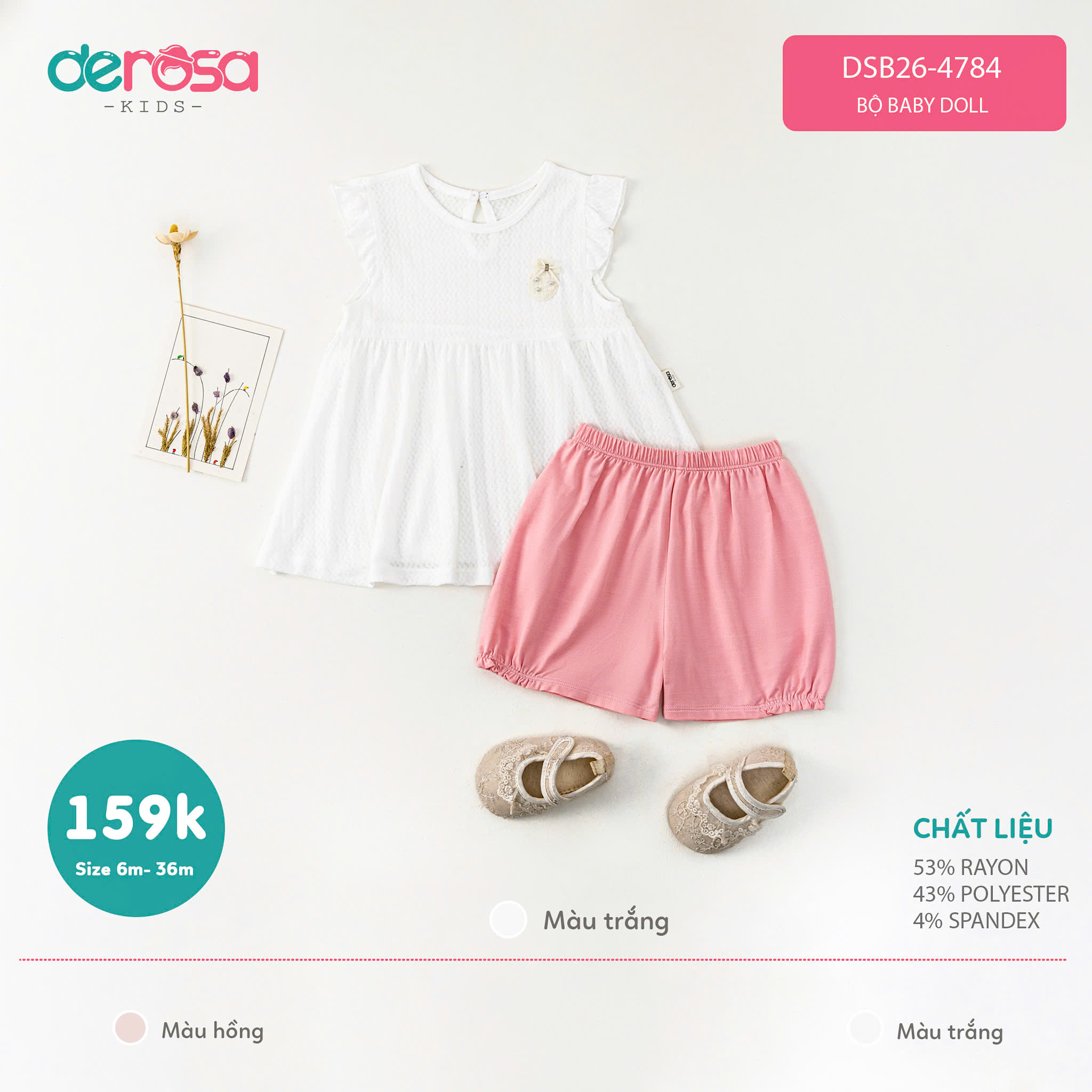 Bộ Baby Doll BG (6-36M) - Trắng