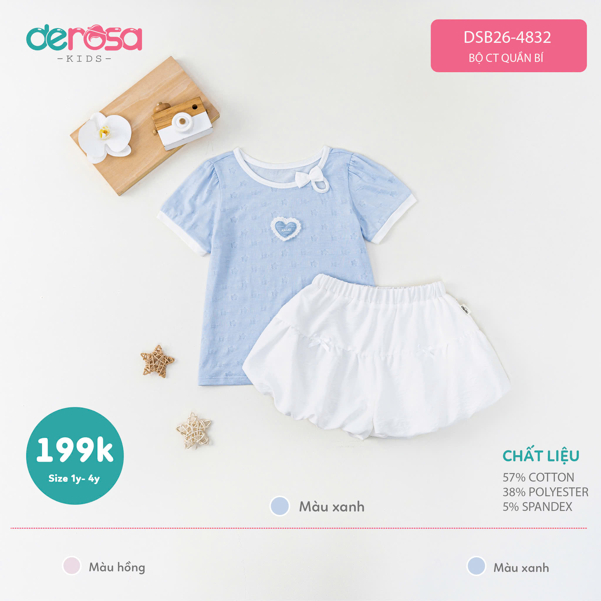 Bộ CT quần bí (1-4Y) - Xanh