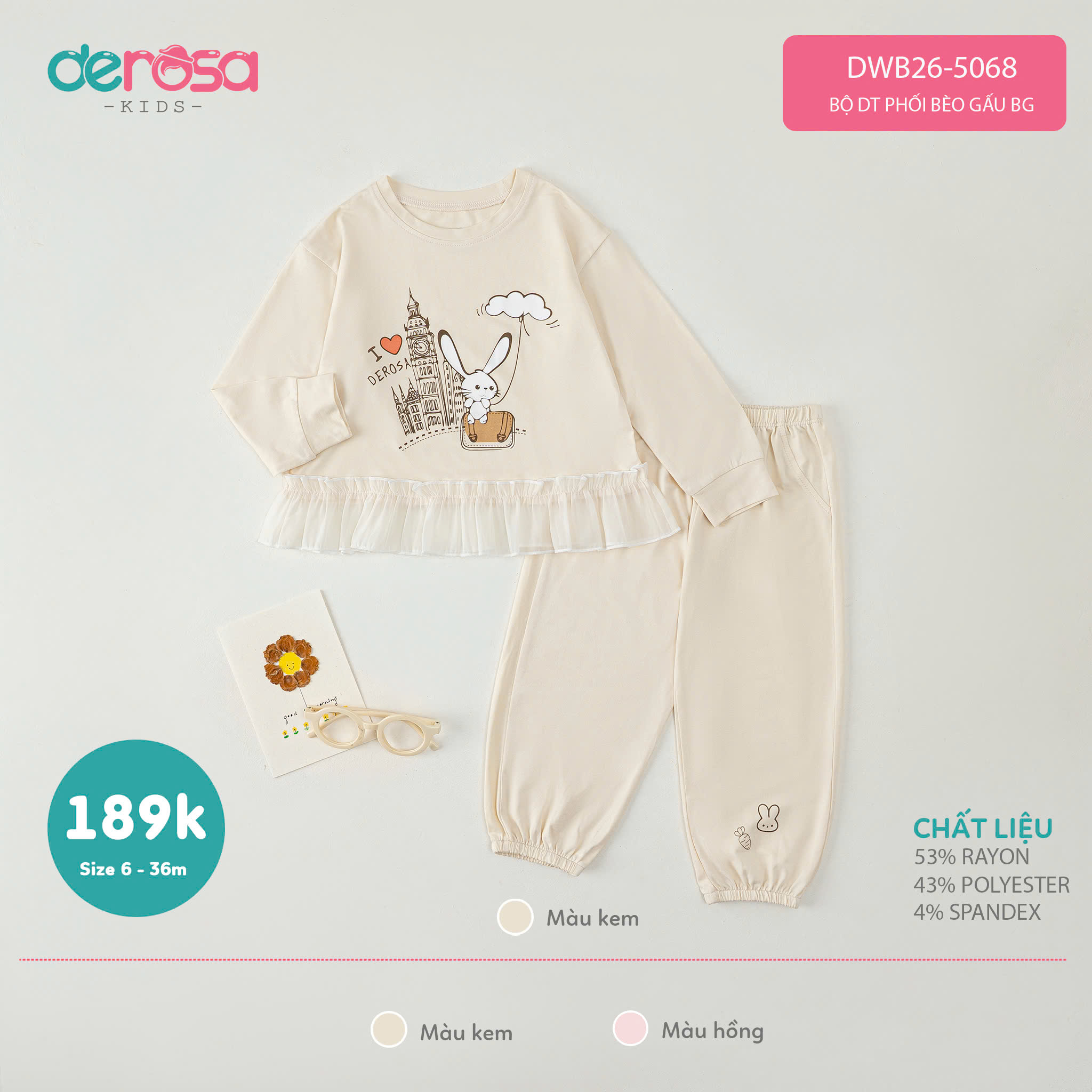 Bộ DT PHỐI BÈO GẤU BG (6-36M)- BE