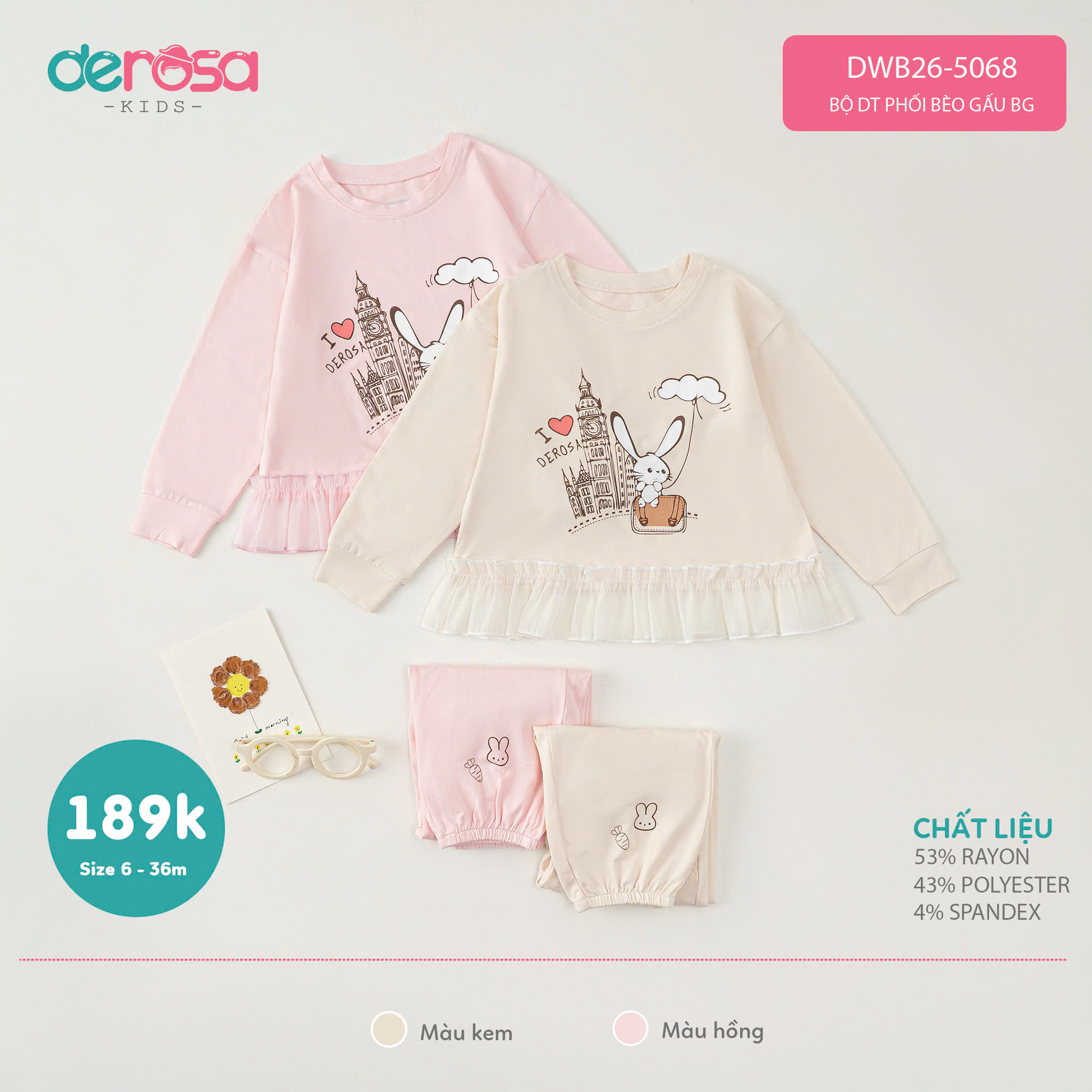 Bộ DT PHỐI BÈO GẤU BG (6-36M)- BE