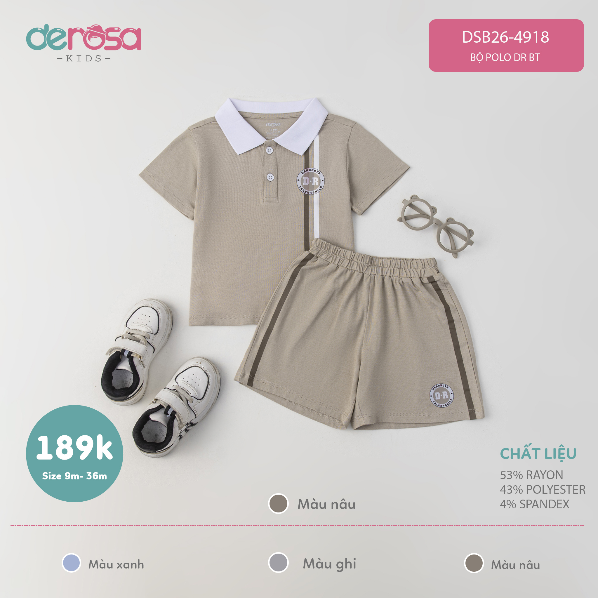Bộ Polo DR BT (9-36M) - Ghi