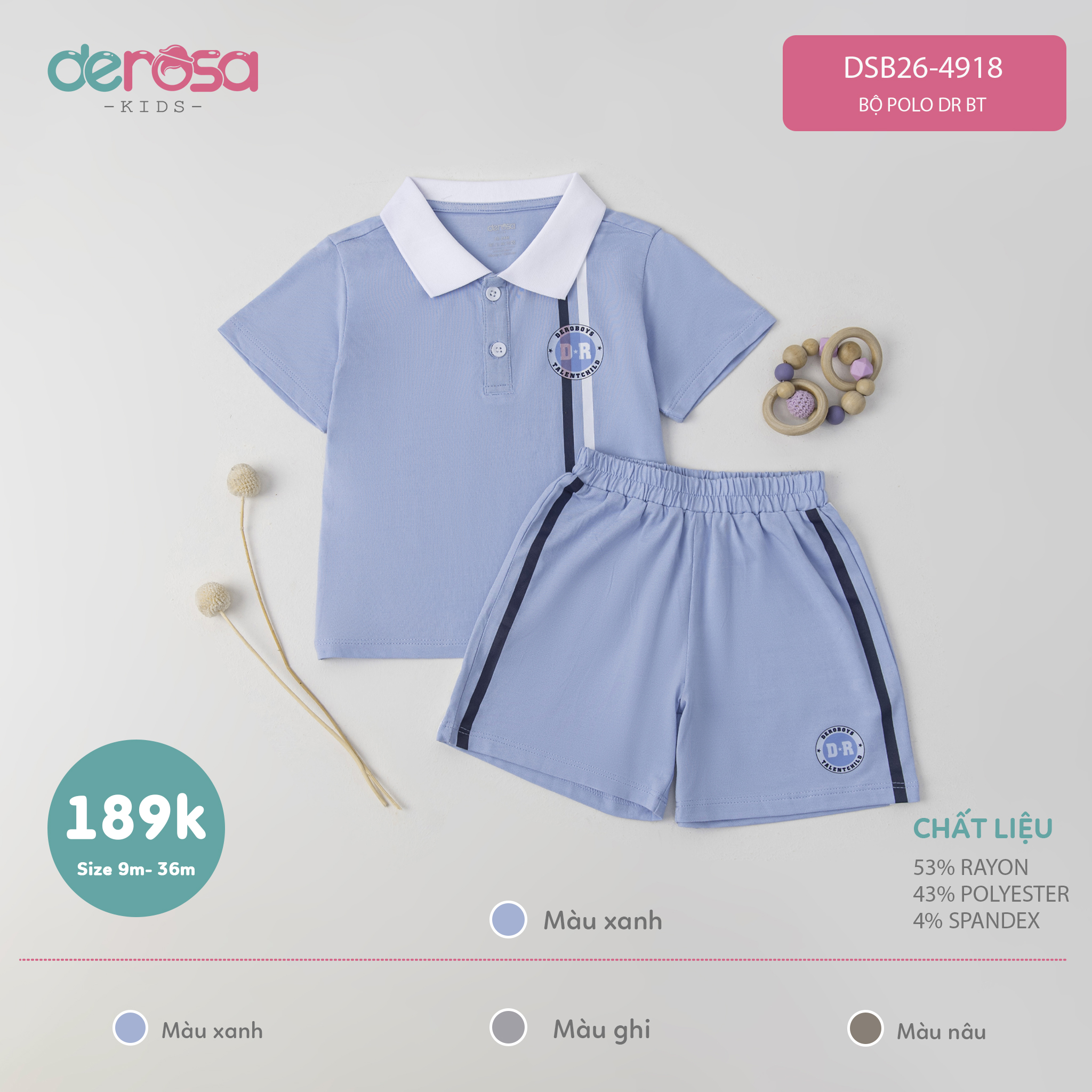 Bộ Polo DR BT (9-36M) - Ghi