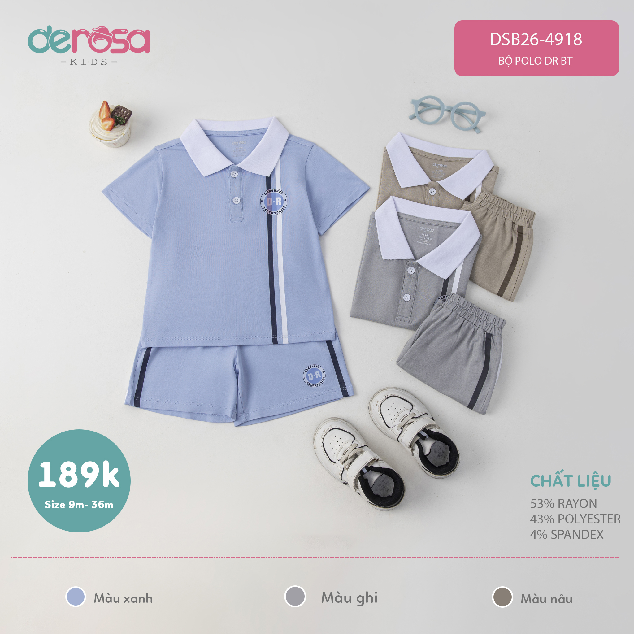 Bộ Polo DR BT (9-36M) - Ghi