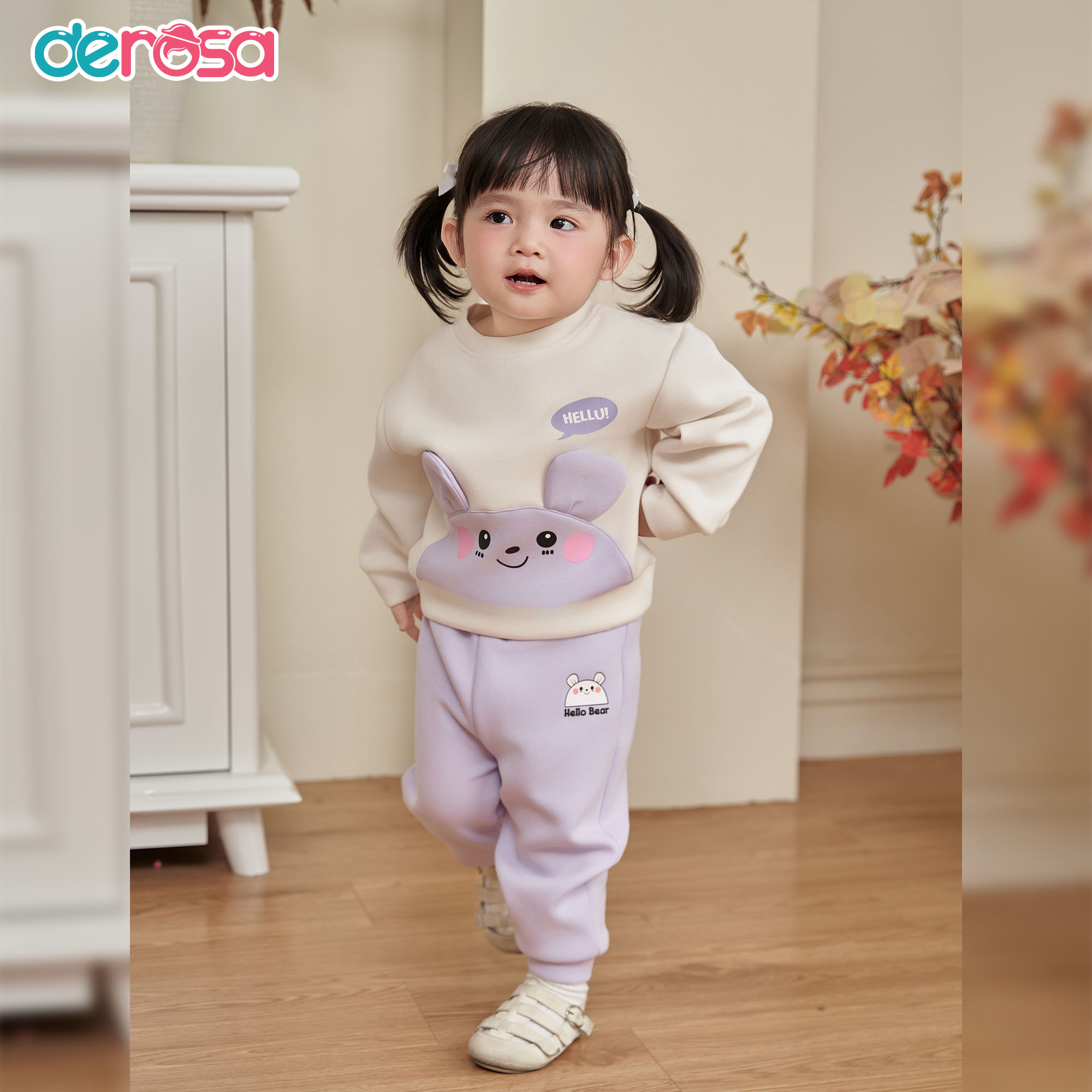 Bộ Thu Đông BG tai gấu (1-4Y) Trắng
