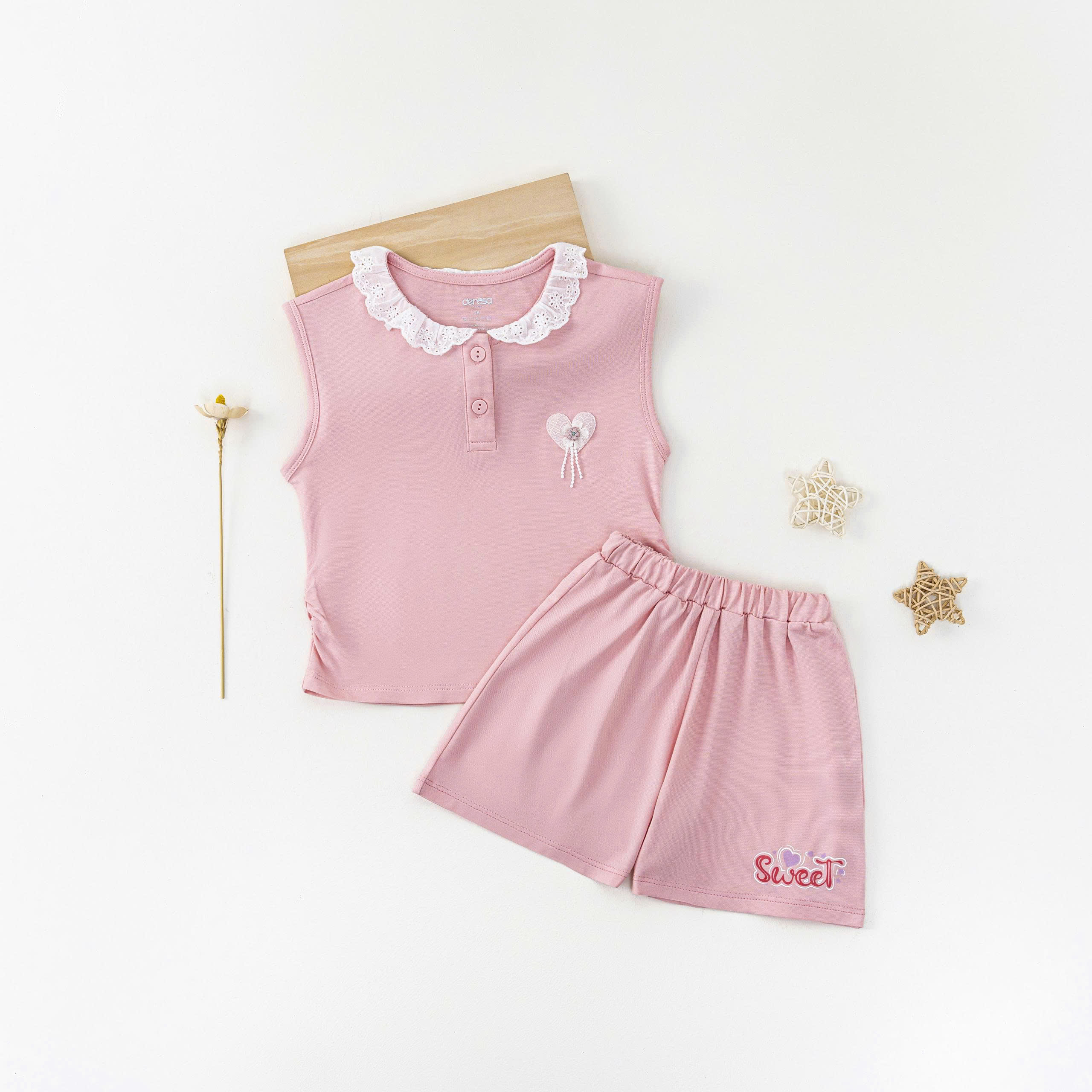 Bộ chờm vai BG (1-4Y) - Hồng