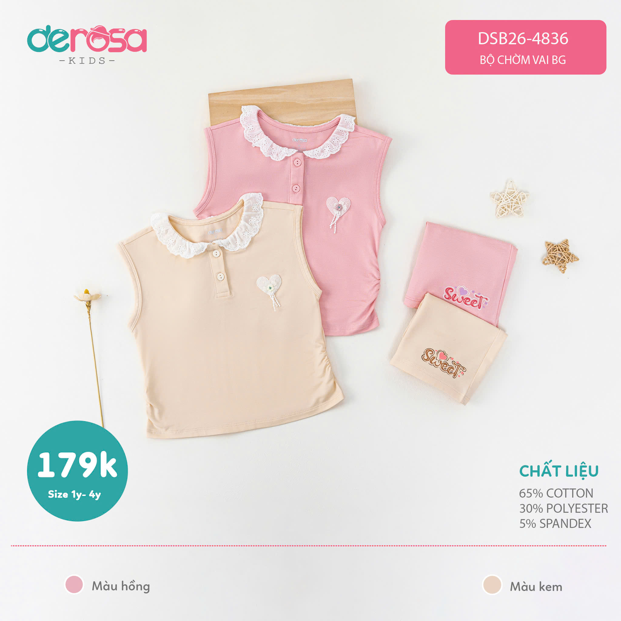 Bộ chờm vai BG (1-4Y) - Hồng