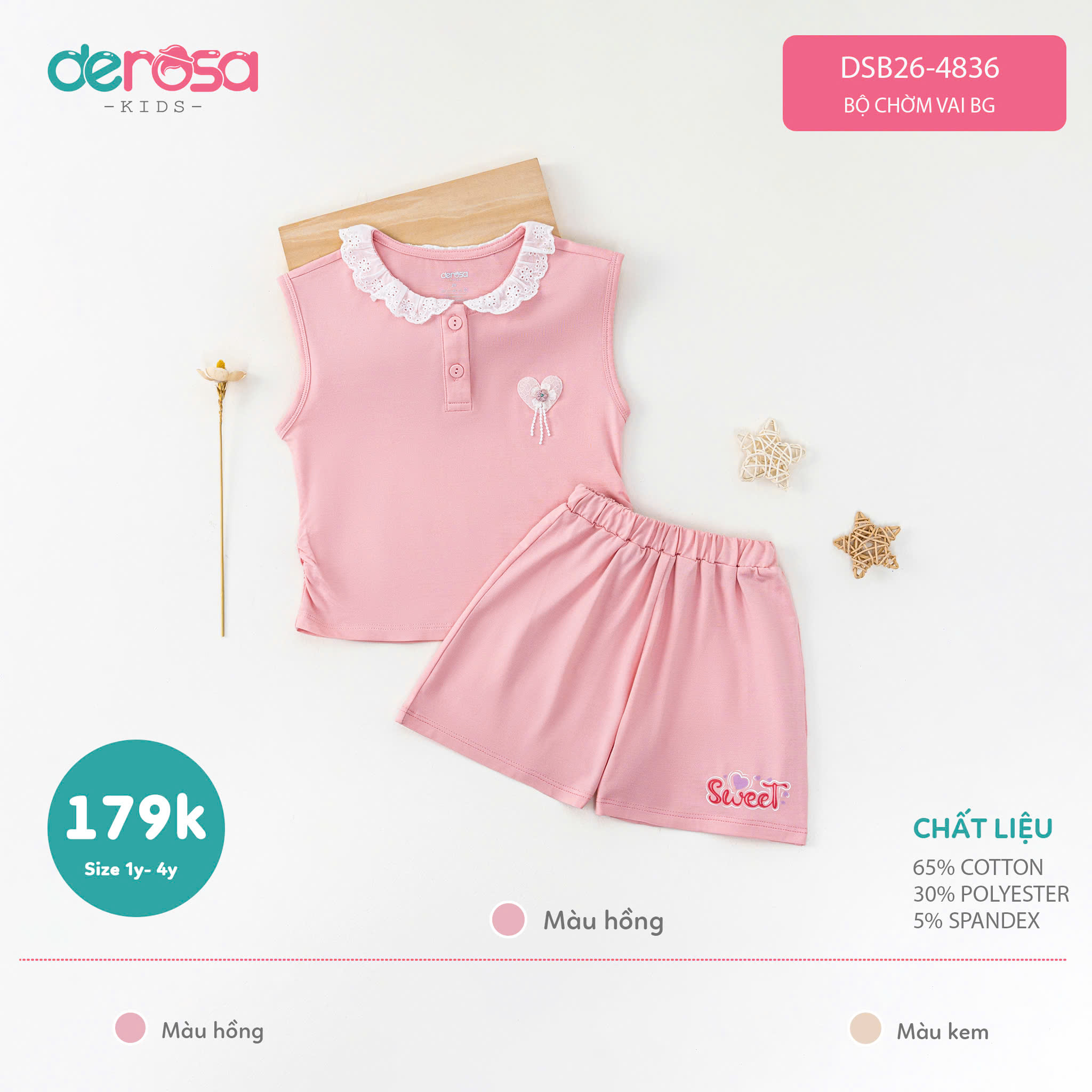 Bộ chờm vai BG (1-4Y) - Hồng