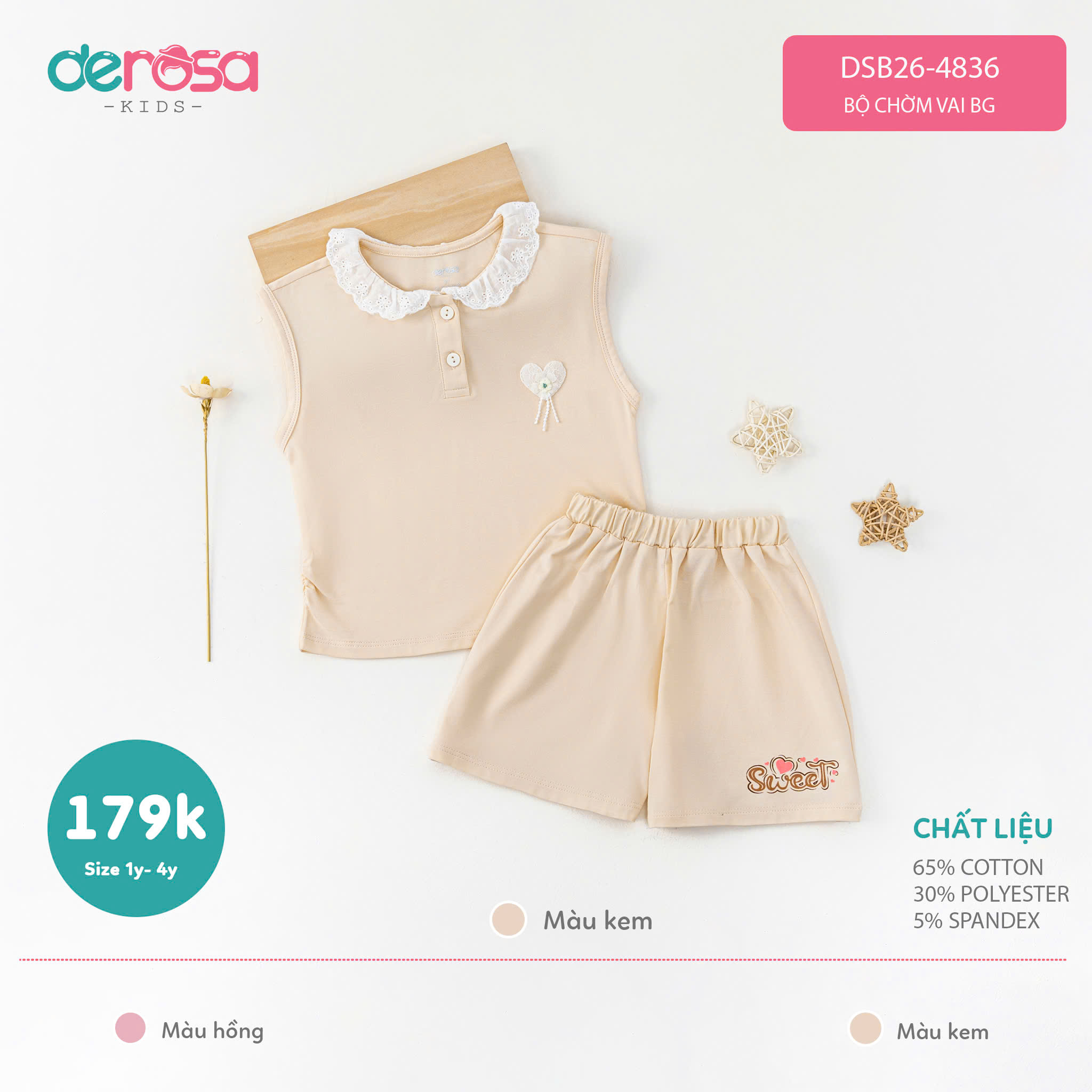 Bộ chờm vai BG (1-4Y) - Hồng