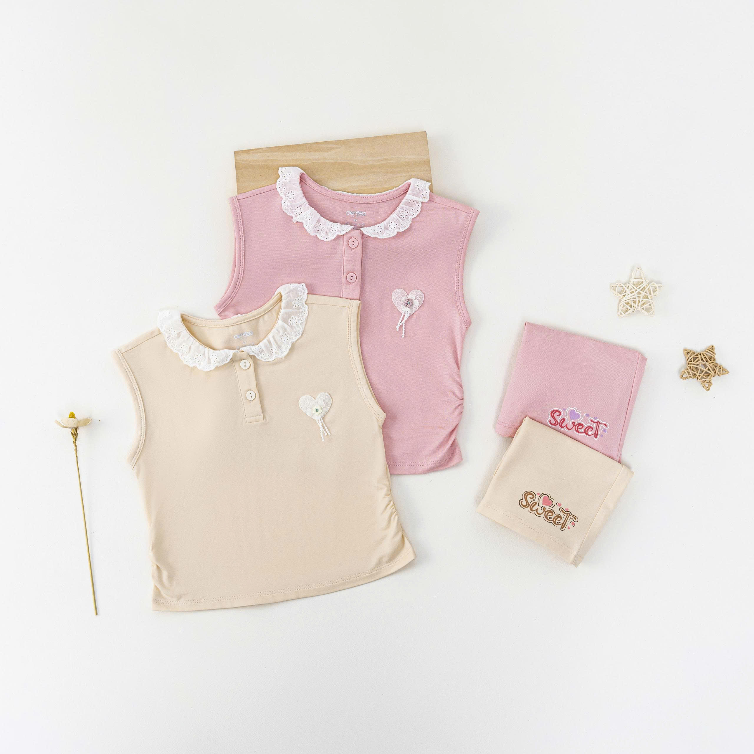 Bộ chờm vai BG (1-4Y) - Hồng