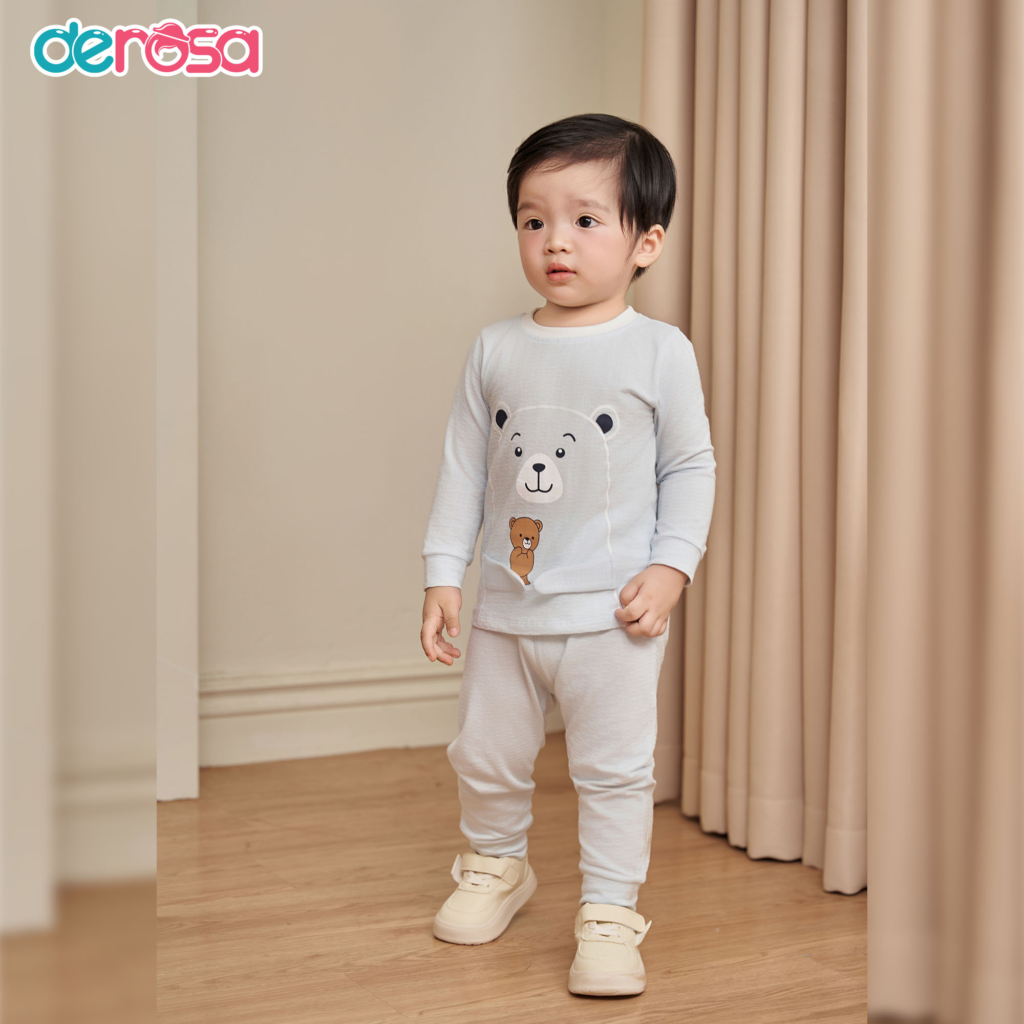 Bộ dài tay BT màu kẻ (6-24M) Nâu