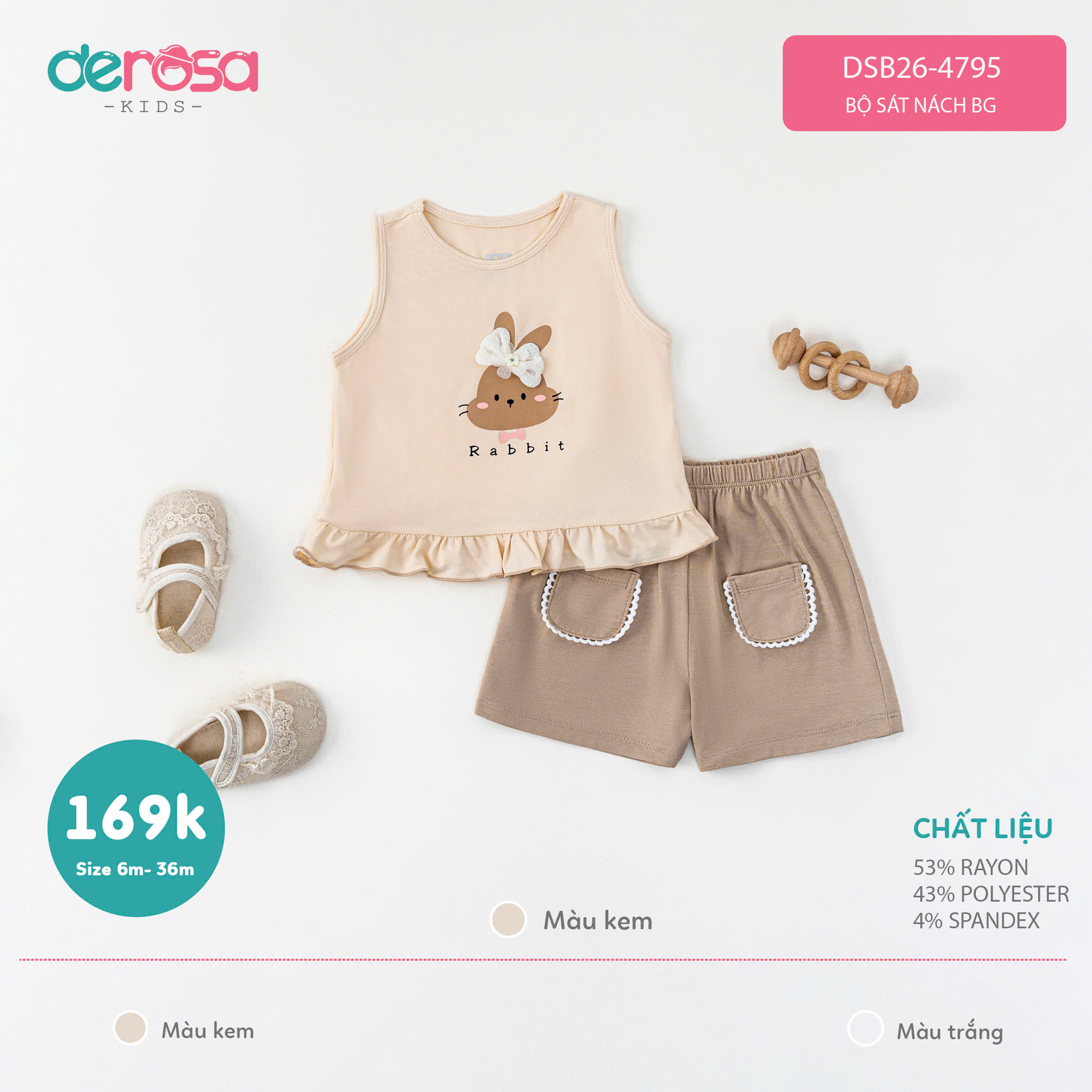 Bộ sát nách BG (6-36M) - Trắng