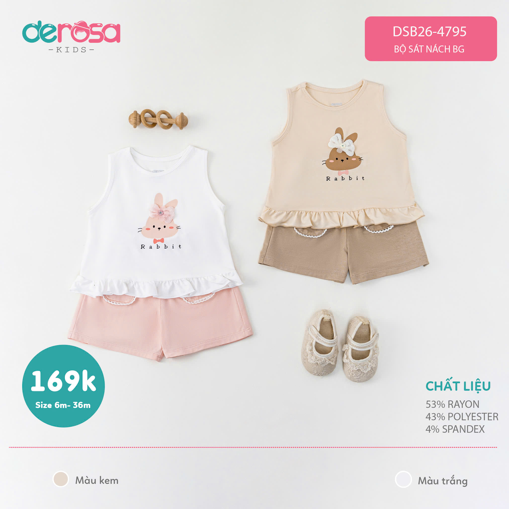 Bộ sát nách BG (6-36M) - Trắng