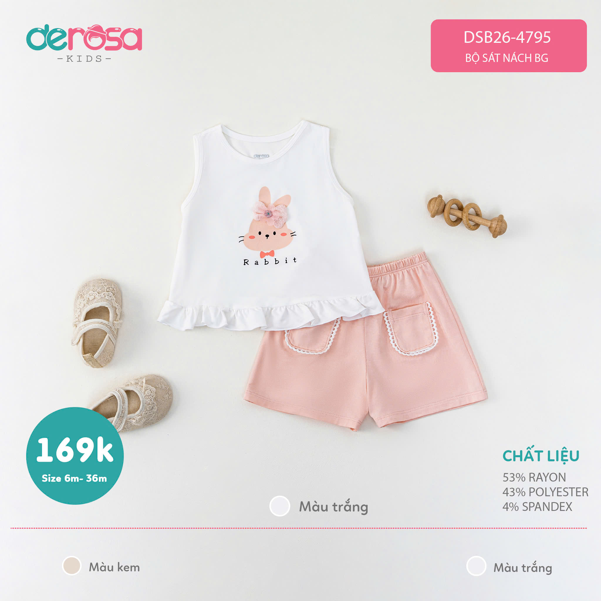 Bộ sát nách BG (6-36M) - Trắng