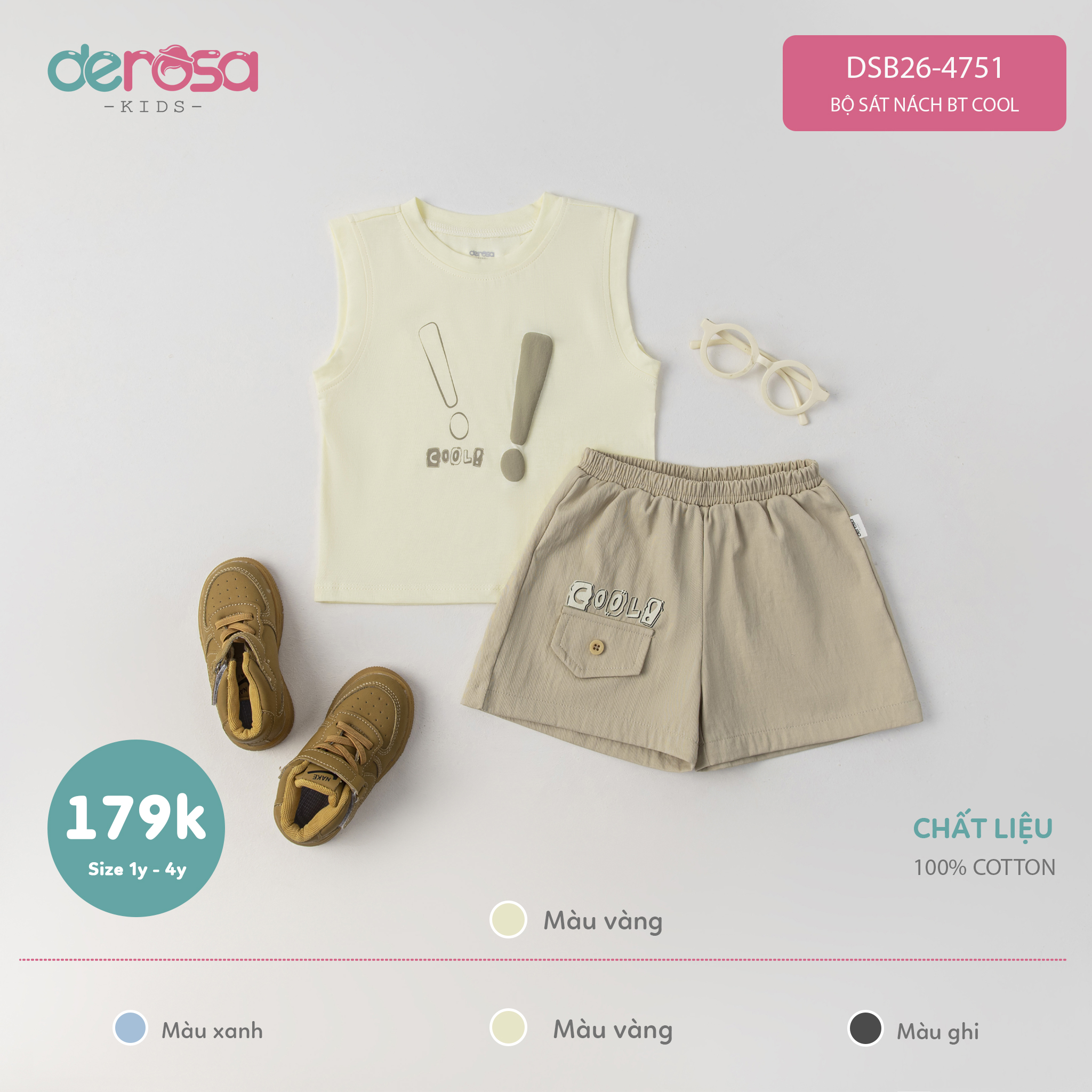 Bộ sát nách BT Cool (1-4Y) - Vàng