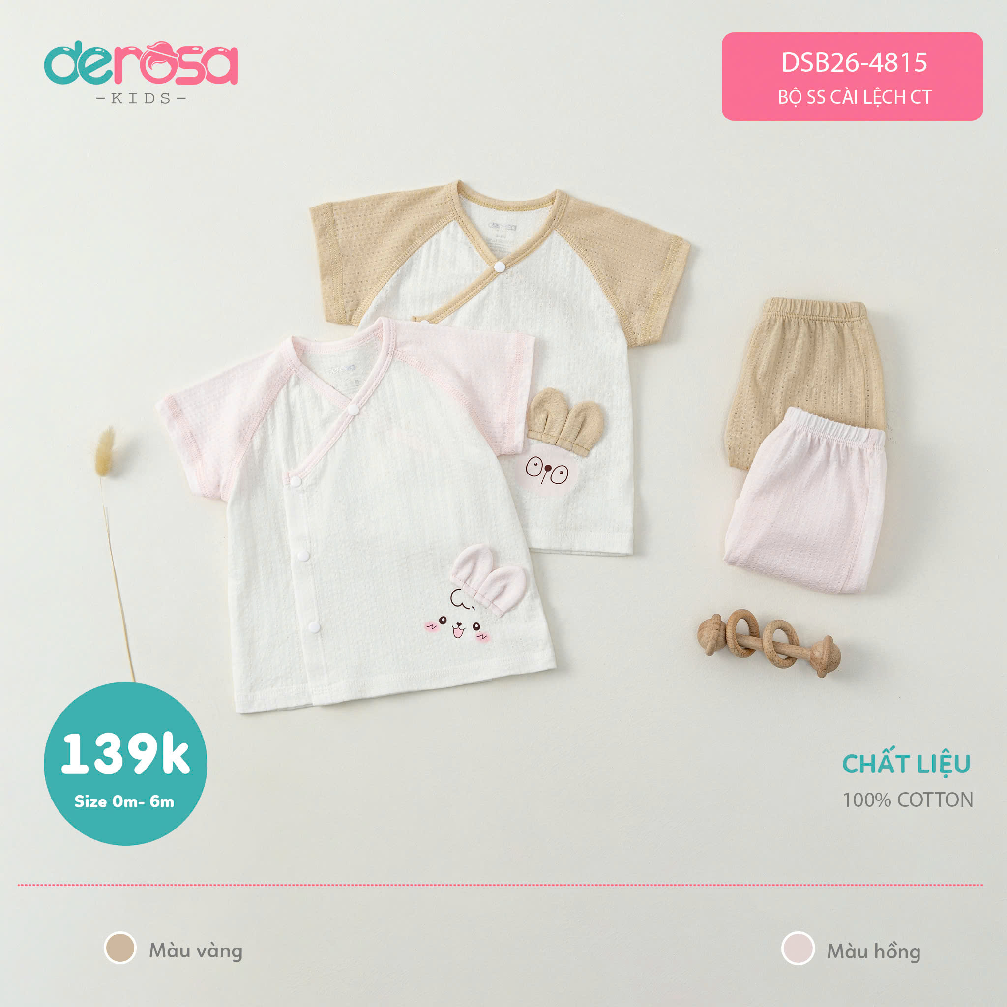 Bộ ss cài lệch CT (0-6M) Xanh
