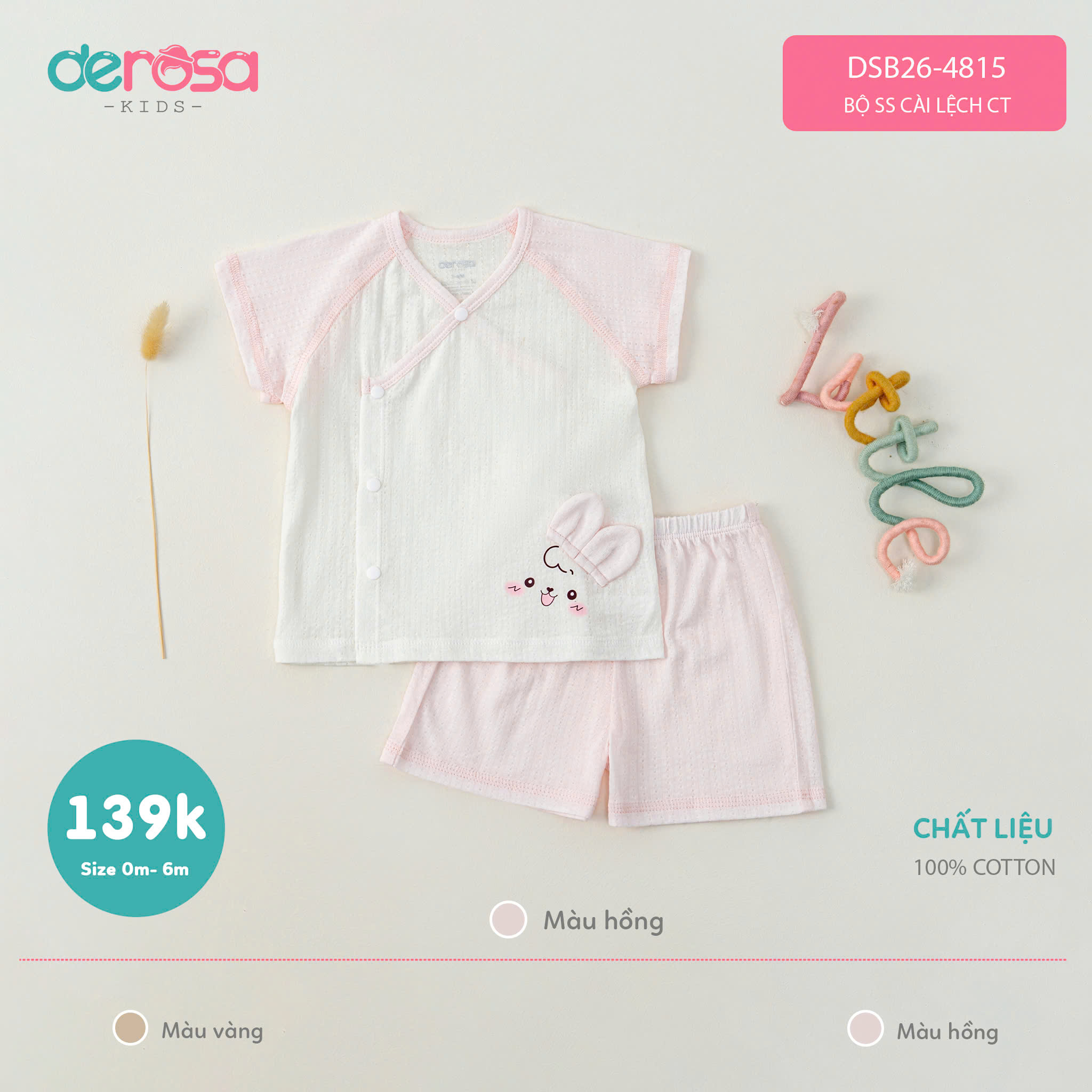 Bộ ss cài lệch CT (0-6M) Xanh