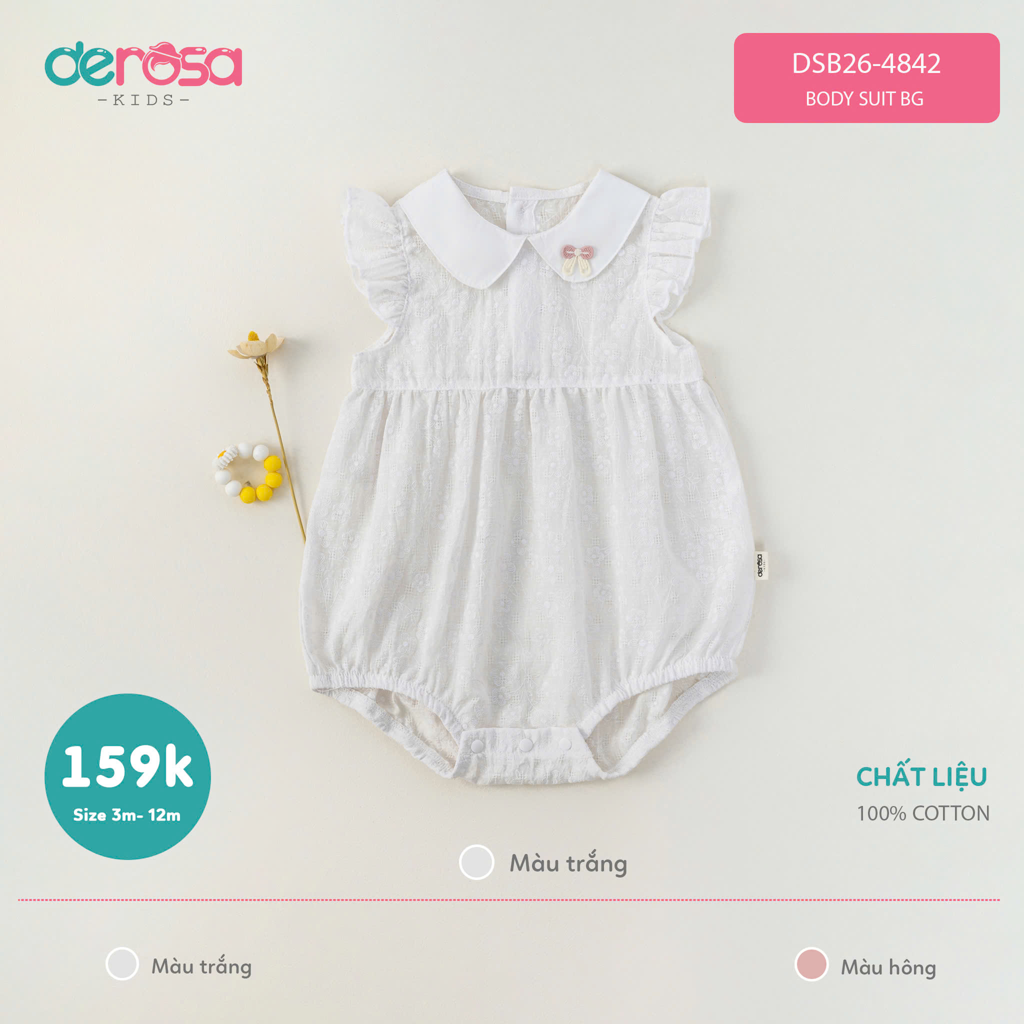 Body suit BG (3-18M) - Trắng