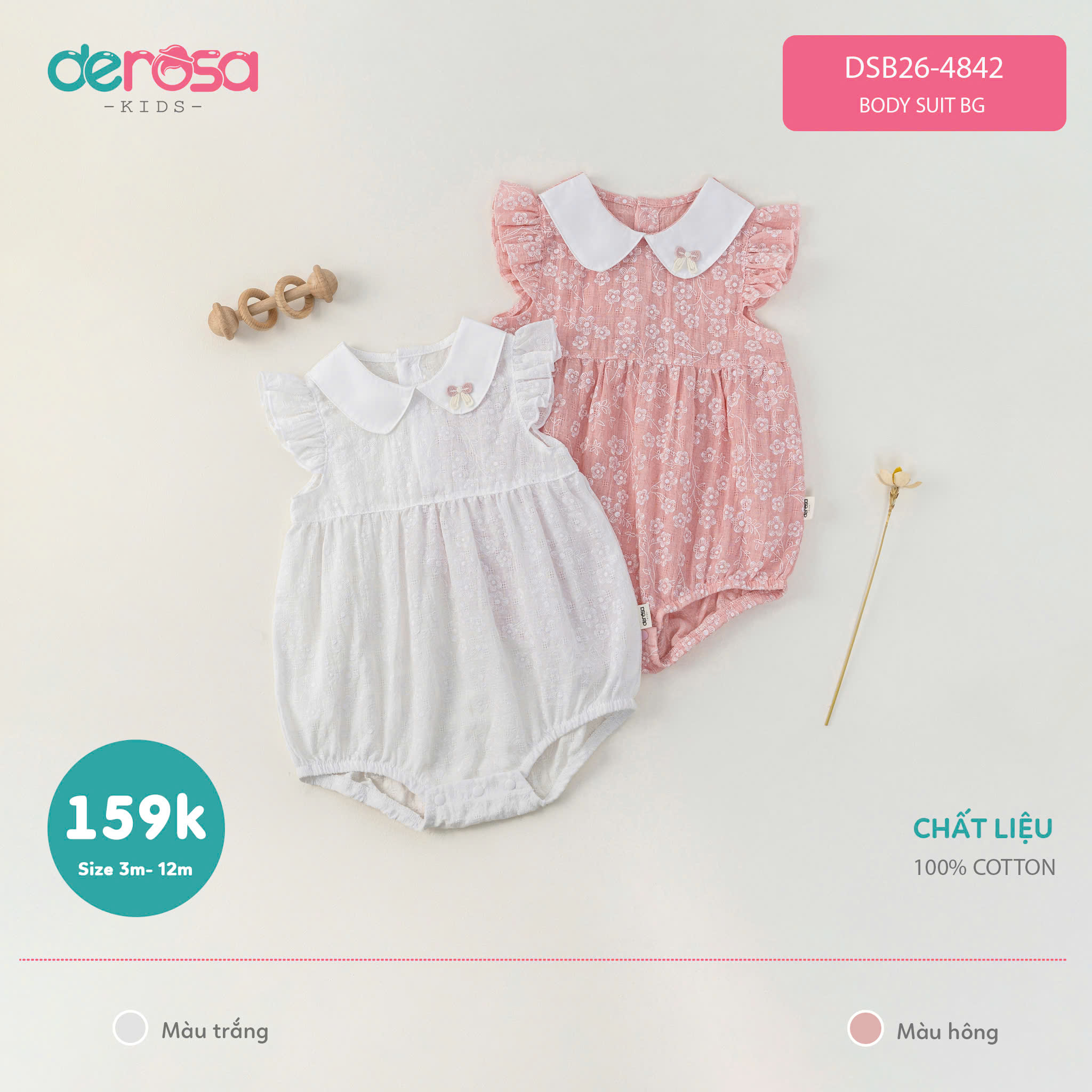 Body suit BG (3-18M) - Trắng
