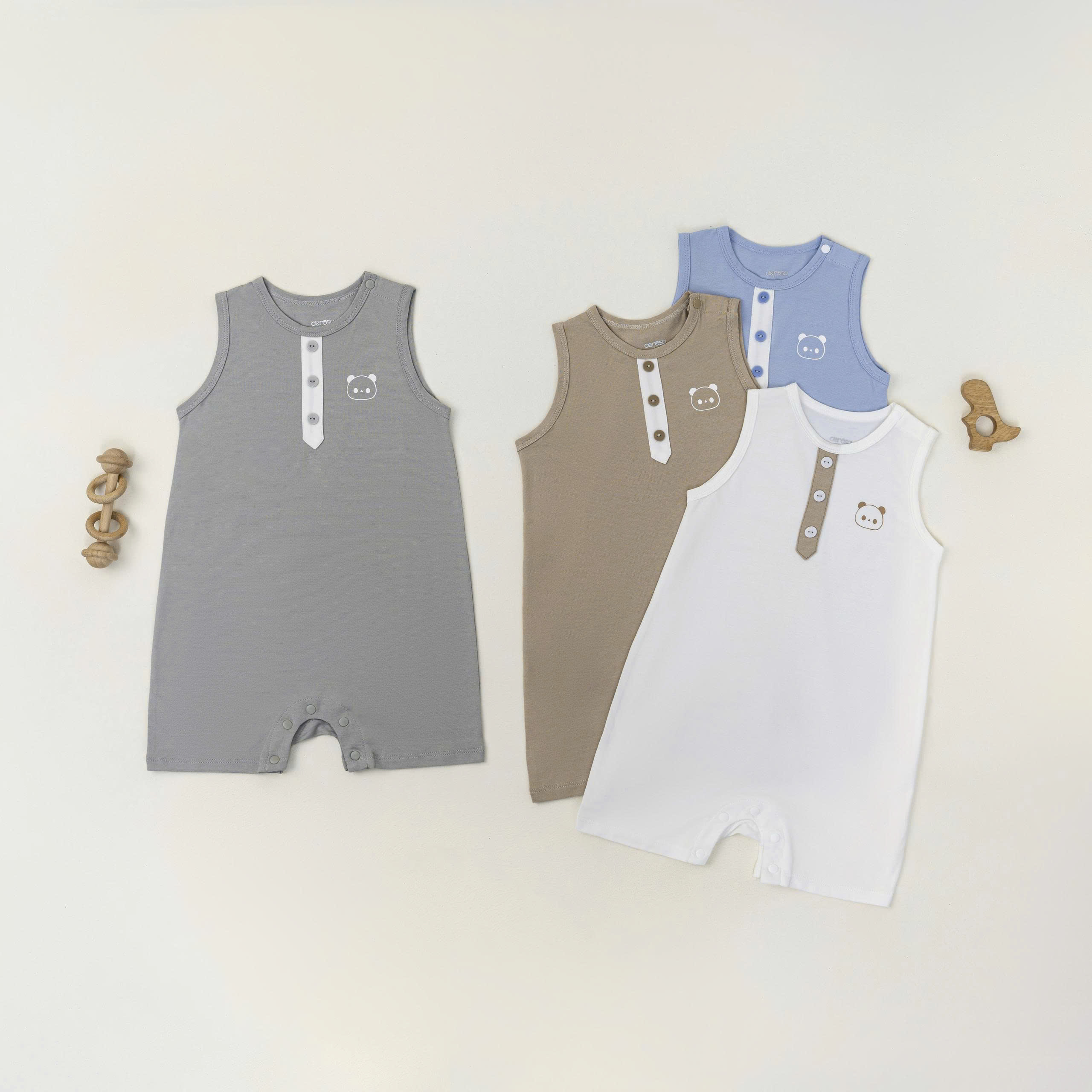 Body suit Panda (3-12M) Ghi
