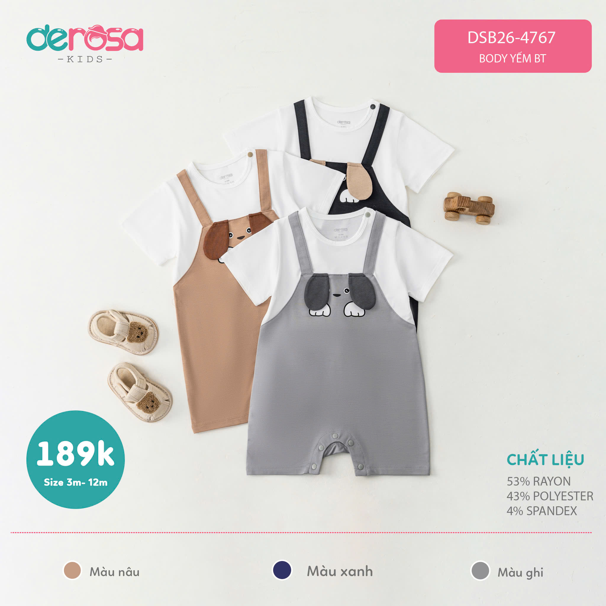 Body yếm BT (3-12M) - Ghi