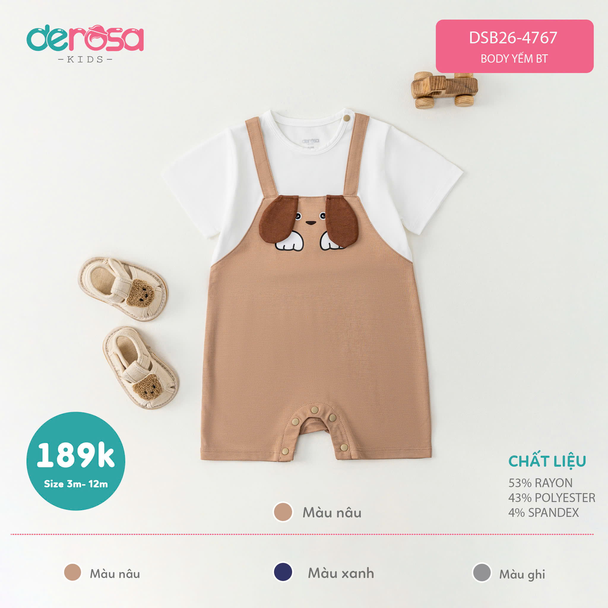 Body yếm BT (3-12M) - Ghi