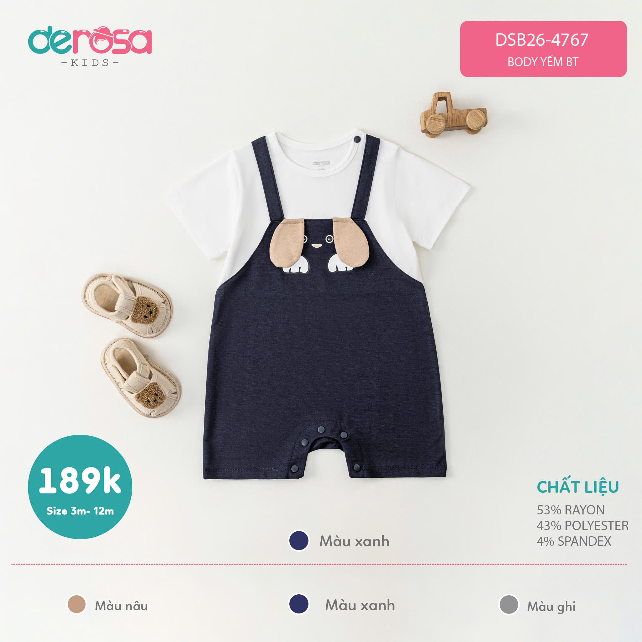 Body yếm BT (3-12M) - Ghi