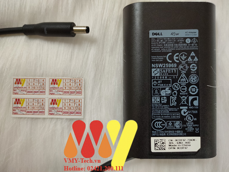 Sạc laptop Dell OVAL 19.5V - 2.31A - chân kim nhỏ 4.5x3.0
