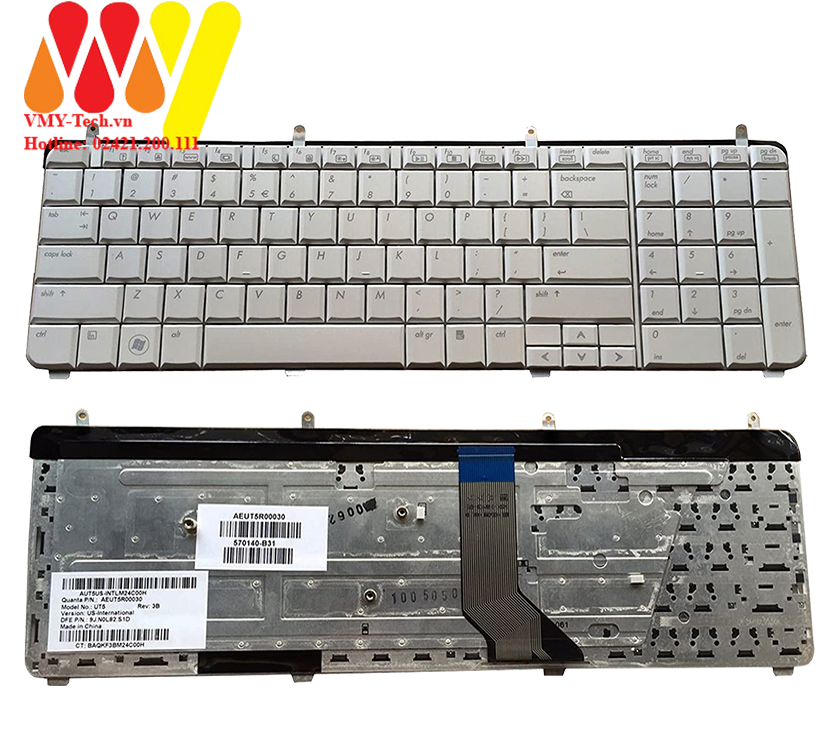 Bàn phím Laptop HP Pavilion DV7 2000 DV7 2100 DV7 2200 DV7 2300 DV7 3000 DV7 3100 Màu Trắng