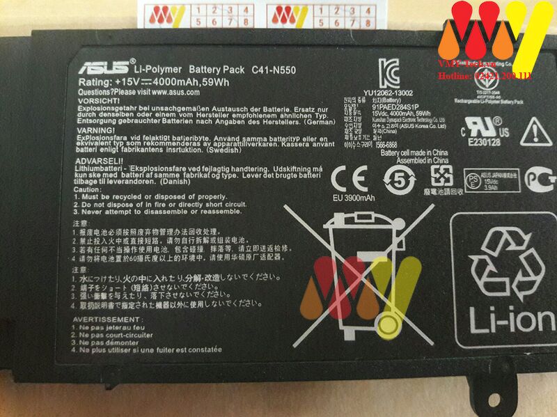 Pin laptop ASUS C41-N550 N550J N550JA N550JV N550JK G550 Q550 N550L N550LF G550 G550J Q550LF ROG G550JK