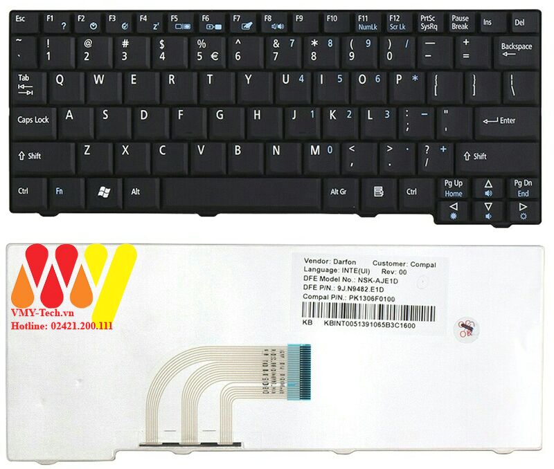 Bàn phím laptop Acer Gateway LT20 KAV10 KAV60 D250 EM250 LT2030U LT2032U LT2041 LT2041U Đen