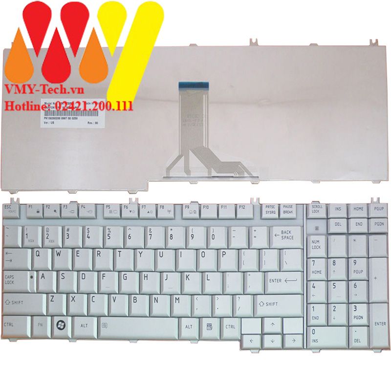 Bàn Phím Laptop Toshiba P200, P200D, P205, P205D, P300D, X200 Màu Trắng