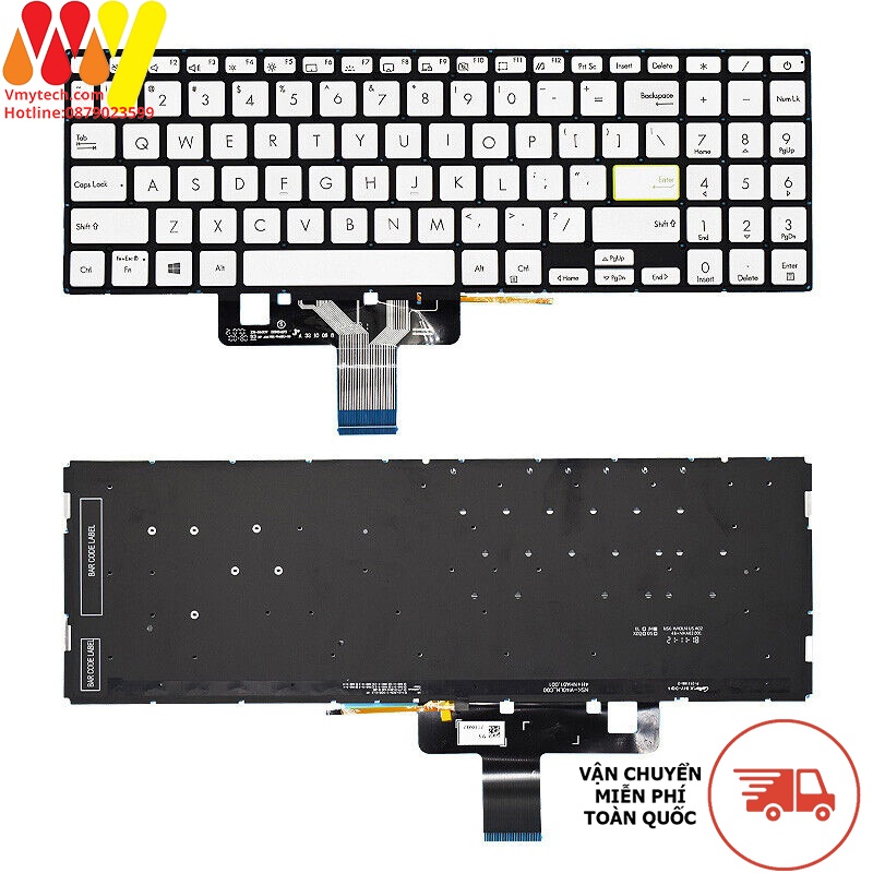 Bàn phím laptop Asus Vivobook 15 X513 S5600 M513 M5600IA V5050E Q15 E510, A515 A515E A515EA Bạc