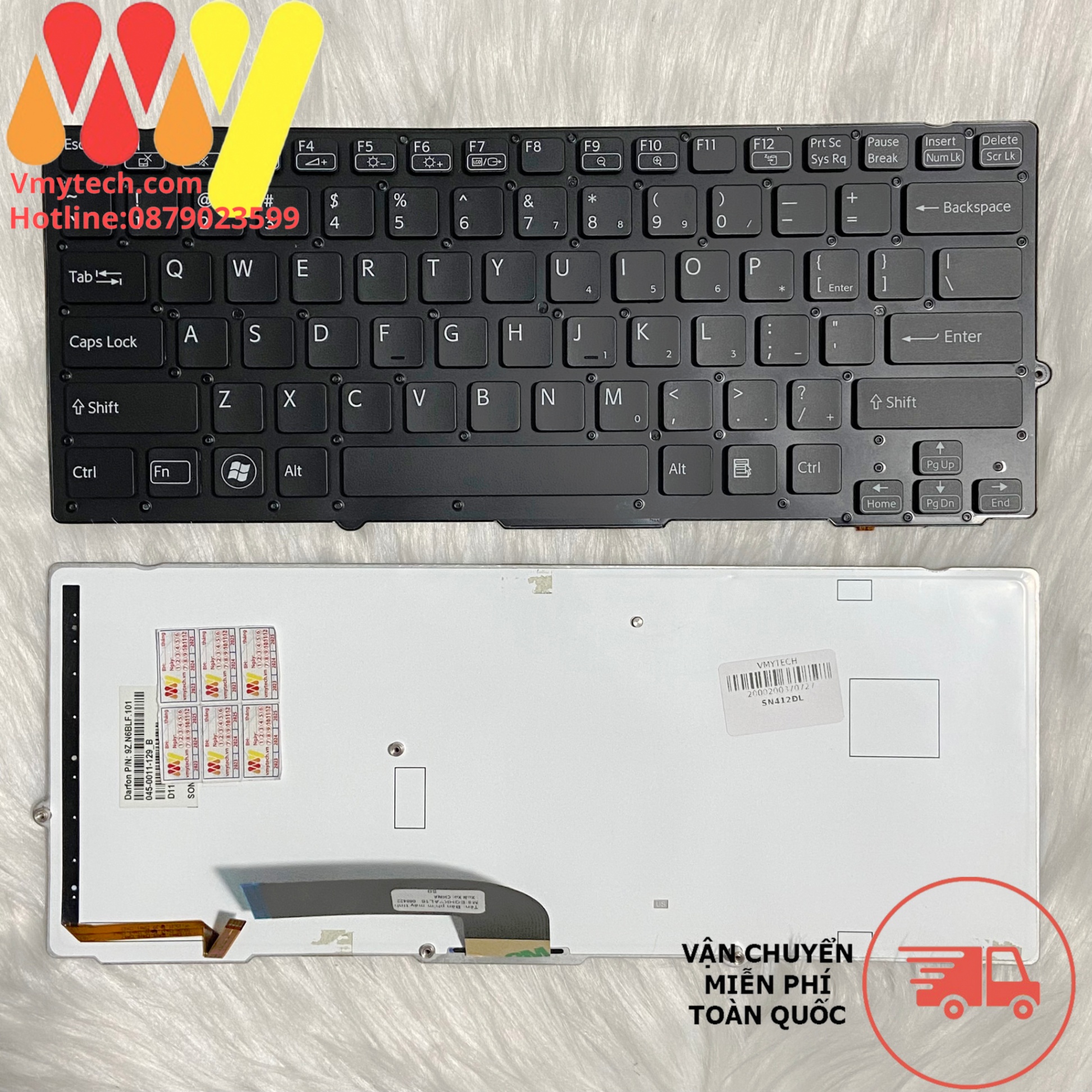 Bàn Phím Laptop Sony Vaio VPCSA, VPC-SA, VPCSB, VPC-SB, VPCSC, VPC-SC LED ĐEN