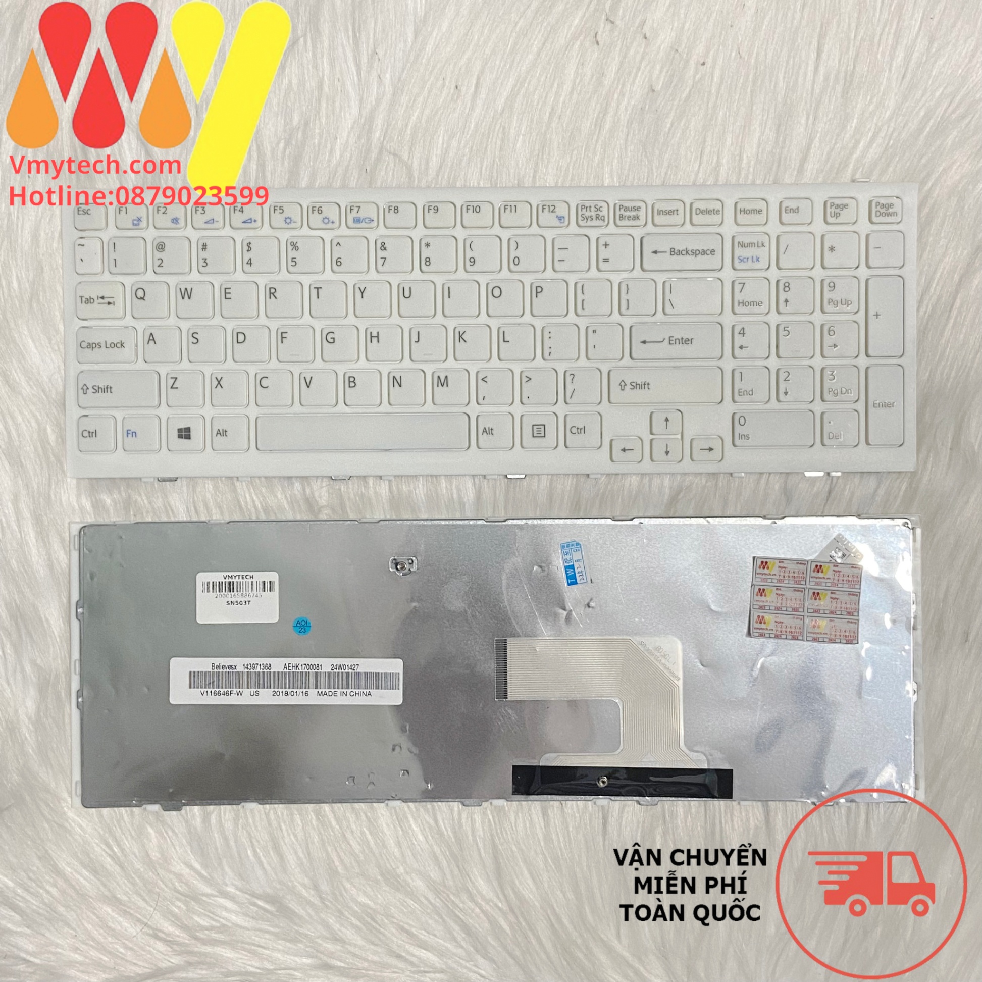 Bàn phím Laptop sony Vaio EE, VPCEE21FX EF PCG-61611L,PCG-61611M, PCG-71811L PCG-71911L PCG-71912L PCG-71913L PCG-71914L màu Trắng