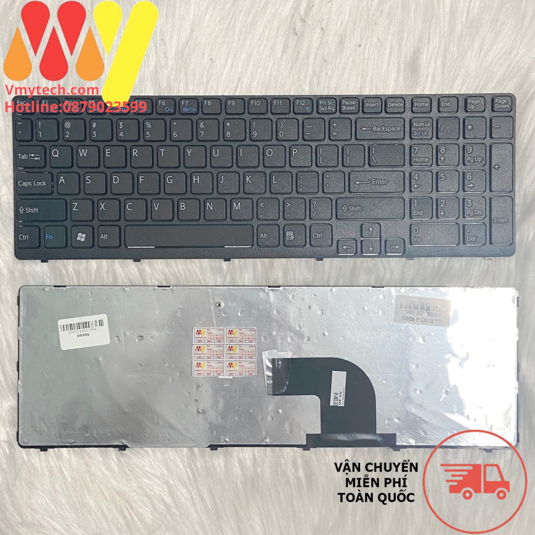 Bàn phím laptop Sony Vaio SVE-15 SVE15 SVE15115YCB SVE15115YCP  SVE151D11L SVE151D11M 149091911ES Đen