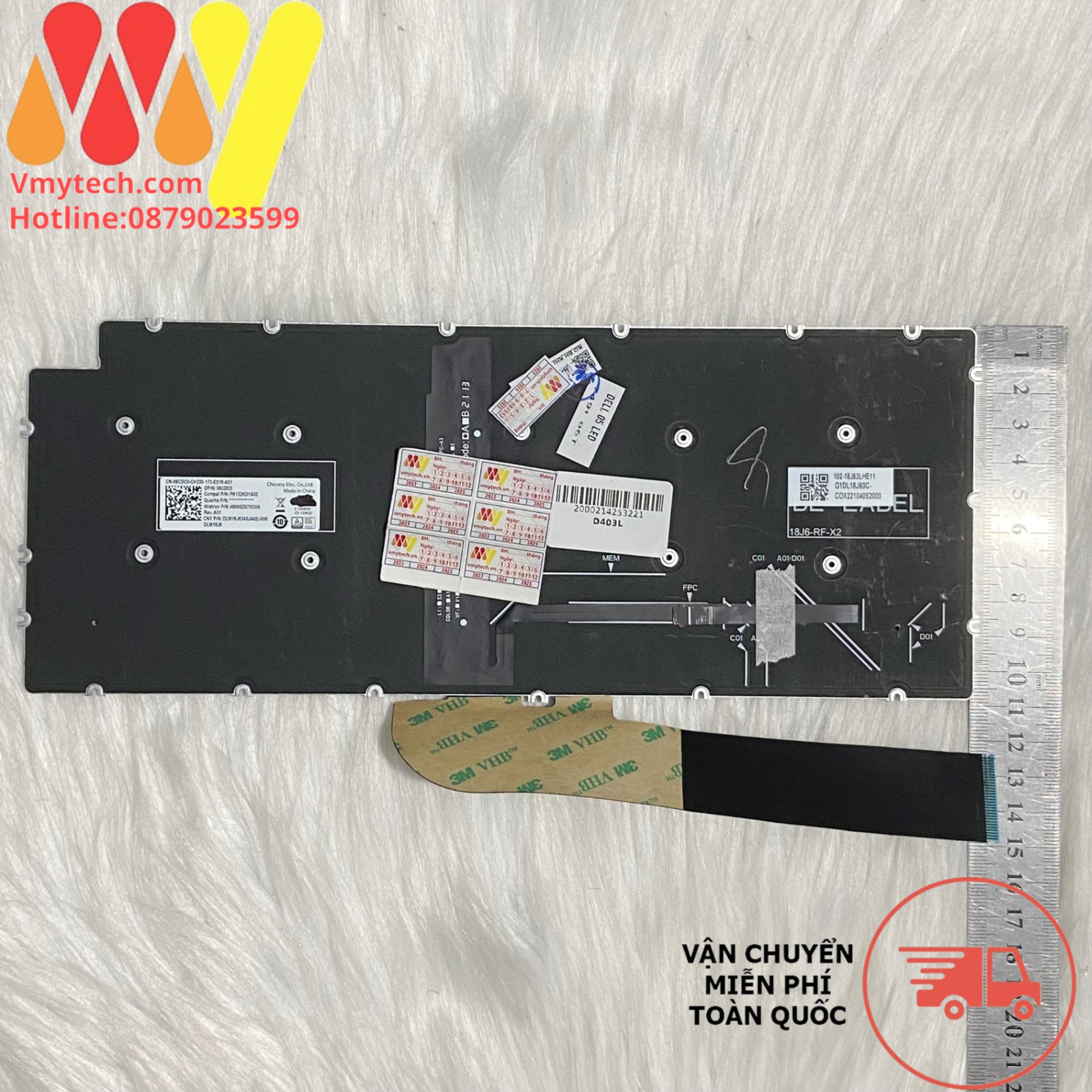 Bàn phím Dell Latitude 3301 3311 3410, Vostro 3400 (Gen 11) LED
