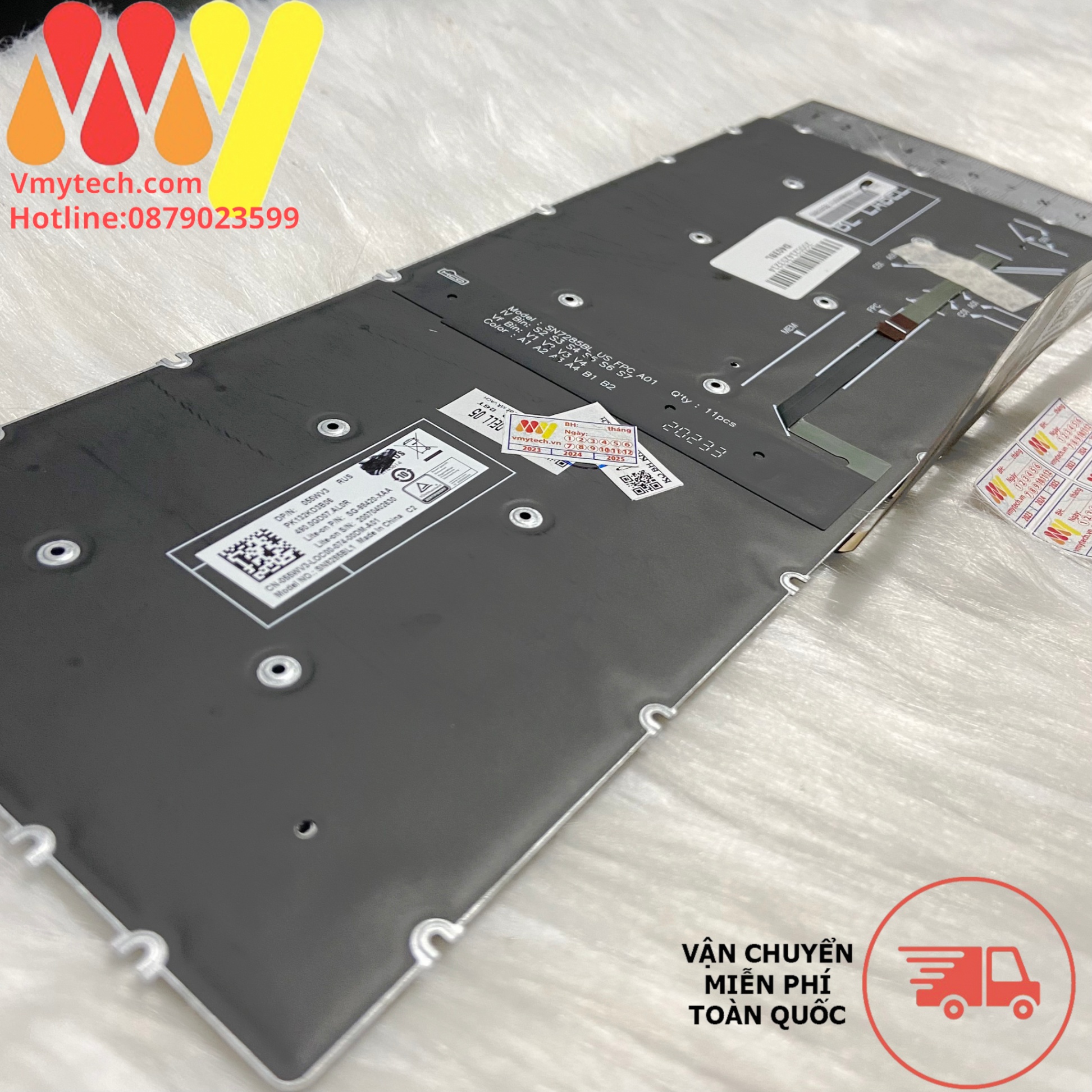 Bàn phím Dell Latitude 14 3420 Inspiron 13/16 5310 5320 5620 5625 7620 Led Bạc