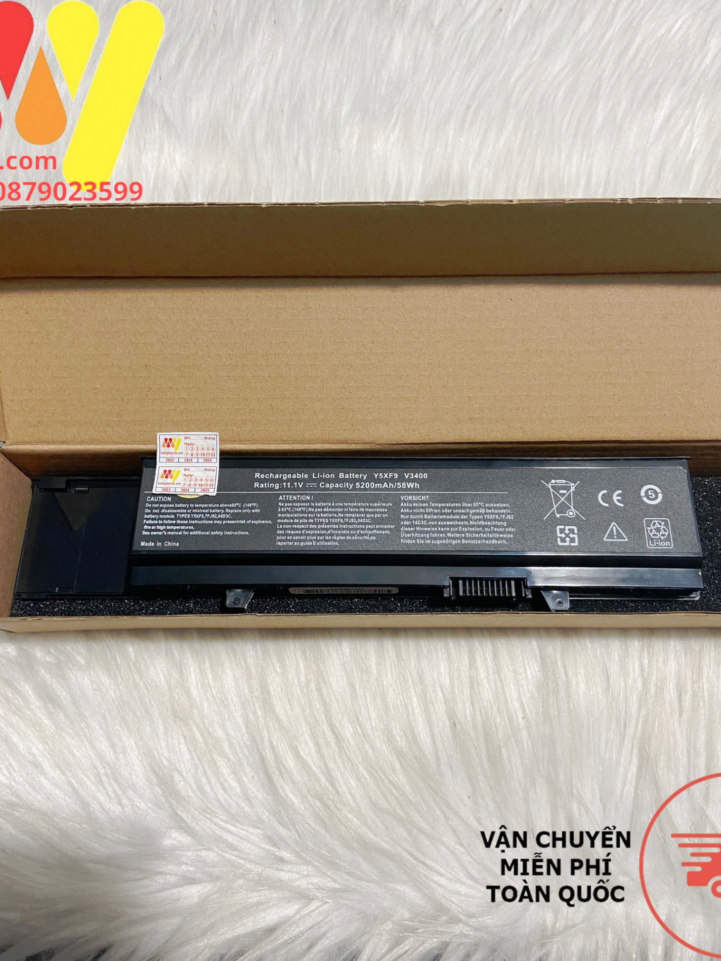 Pin laptop Dell Vostro V3400 V3500 V3700 3400 3500 3700 04GN0G 312-0998 Y5XF9 04D3C 7FJ92 4JK6R