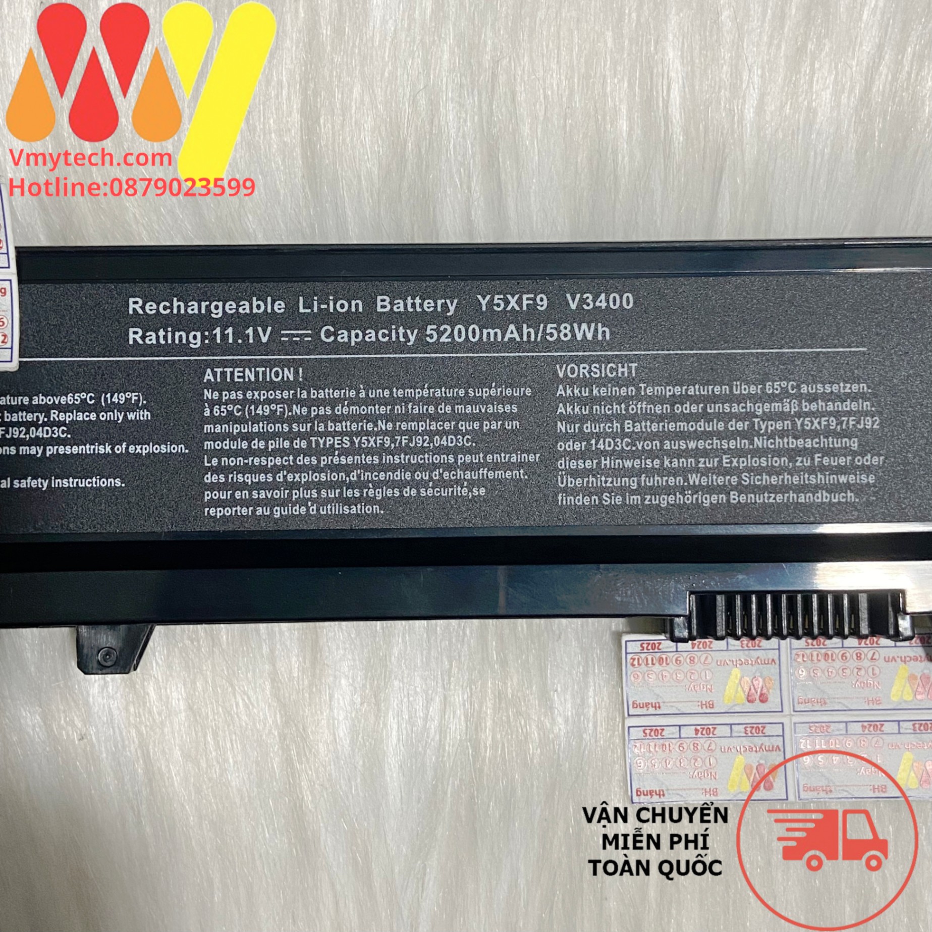 Pin laptop Dell Vostro V3400 V3500 V3700 3400 3500 3700 04GN0G 312-0998 Y5XF9 04D3C 7FJ92 4JK6R