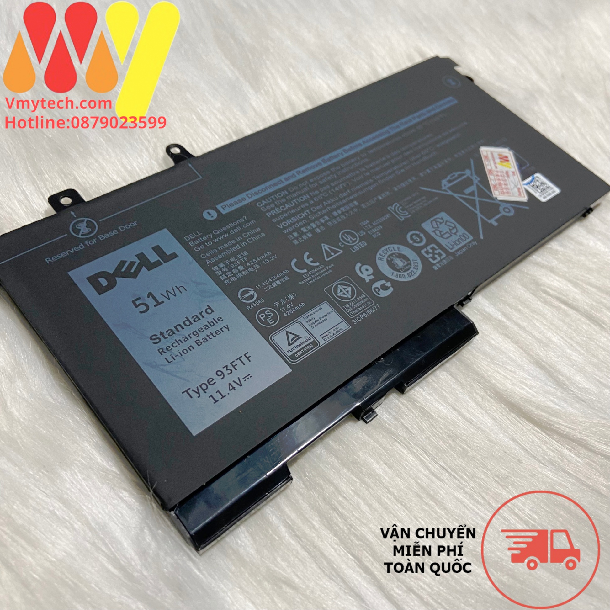 Pin laptop Dell Latitude 15 3520 3530 E5280 E5480 E5580 E5490 E5590 E5591 E5480 93FTF (51wh)