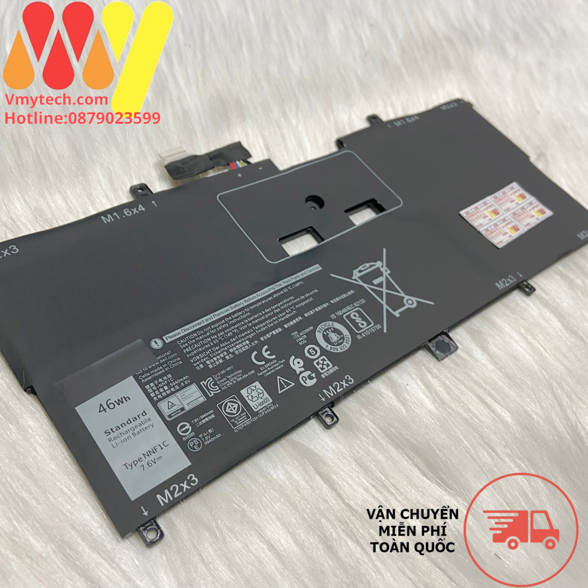Pin Laptop DELL XPS 13 9365 4-CELL 46Wh 7.6V BATTERY NNF1C 46Wh