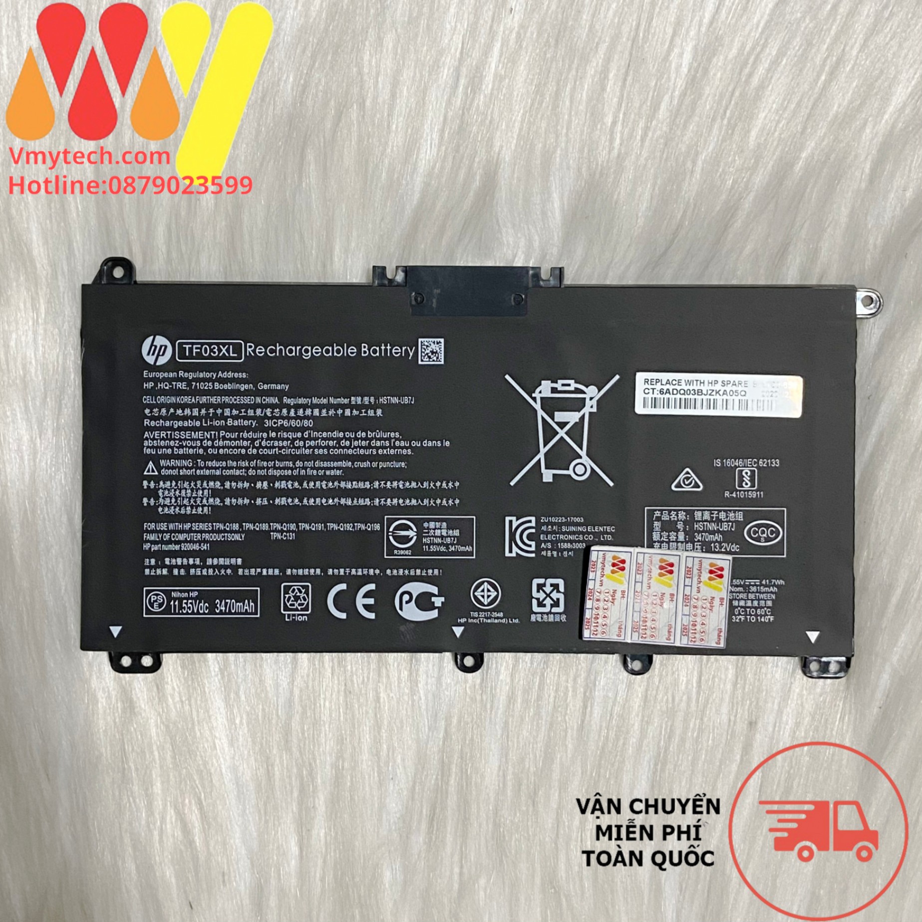 Pin Laptop Pavilion 15-CC 15-CD 17-AR HSTNN-LB7J HSTNN-LB7X 920070-855 HP TF03XL, HT03XL