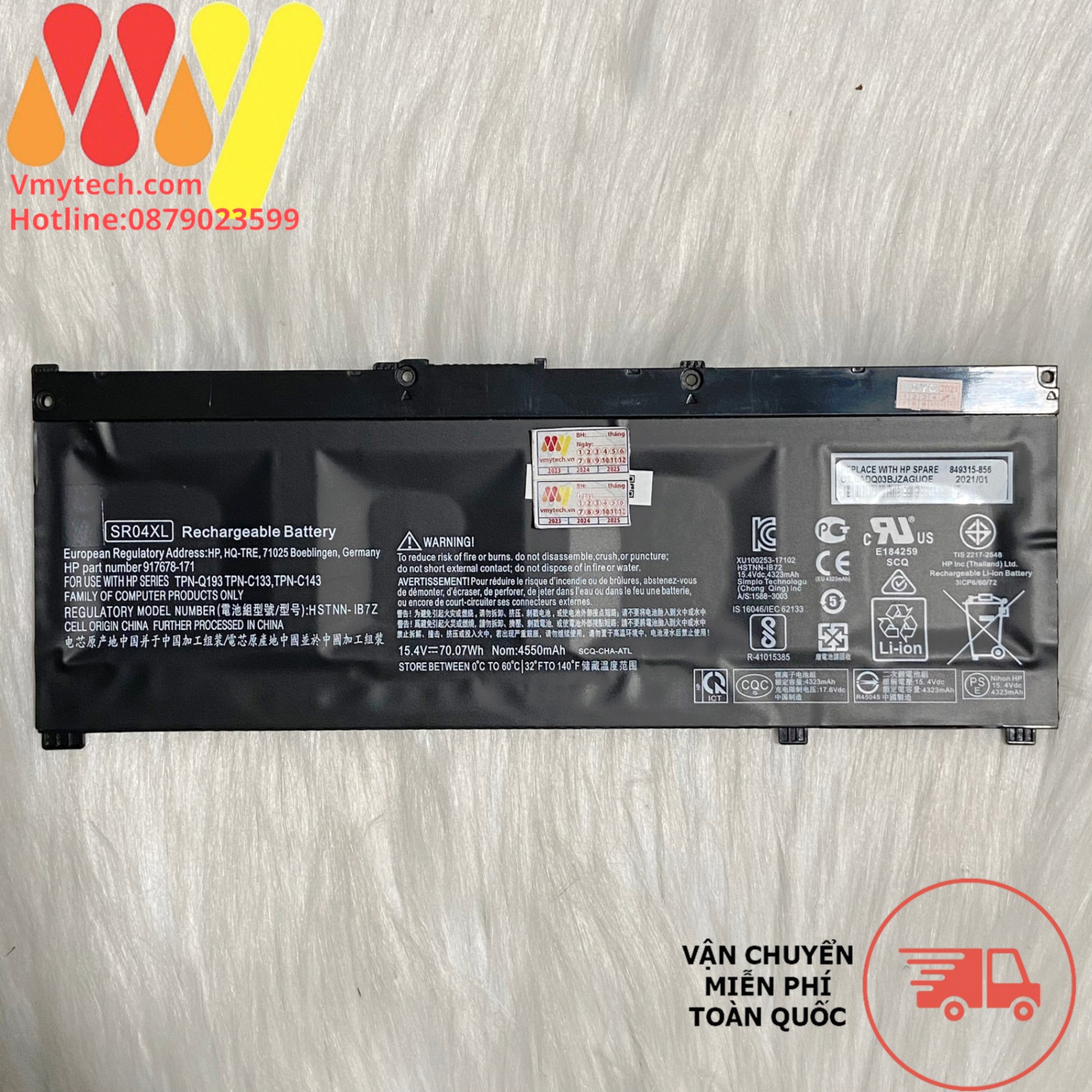 Pin laptop HP Pavilion 15-cx, 5-cx0177TX 15-cx0178TX 15-cx0179TX 15-cx0182TX (Mã: SR04XL)