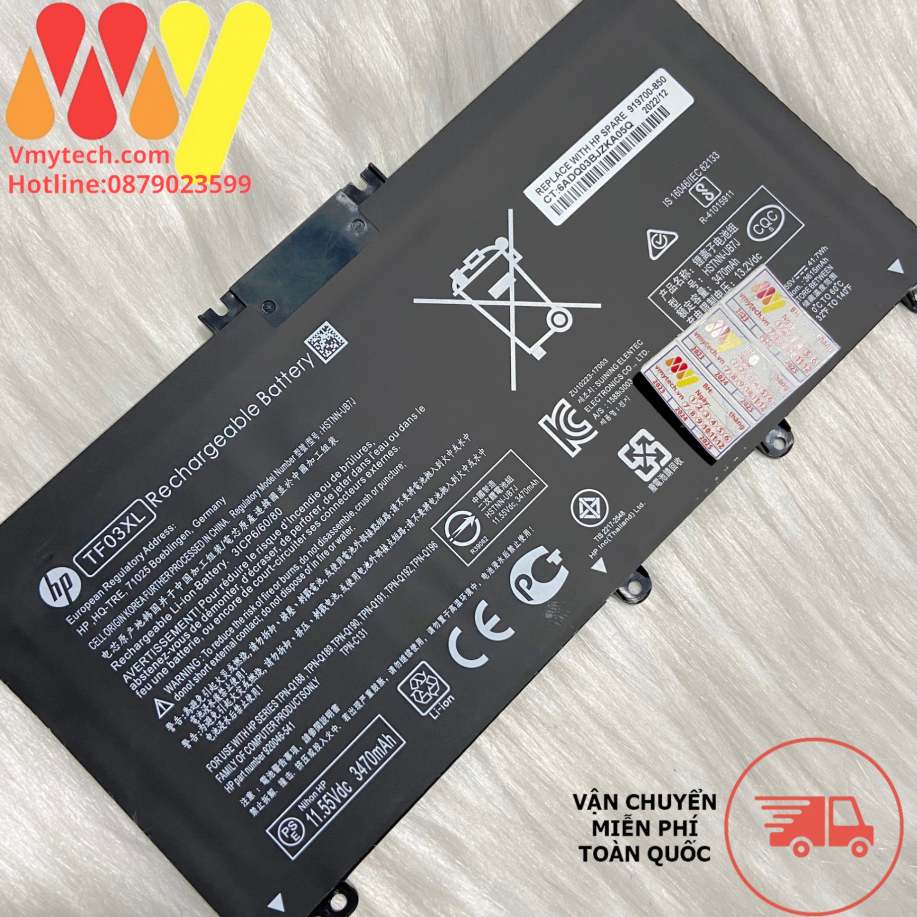 Pin Laptop Pavilion 15-CC 15-CD 17-AR HSTNN-LB7J HSTNN-LB7X 920070-855 HP TF03XL, HT03XL