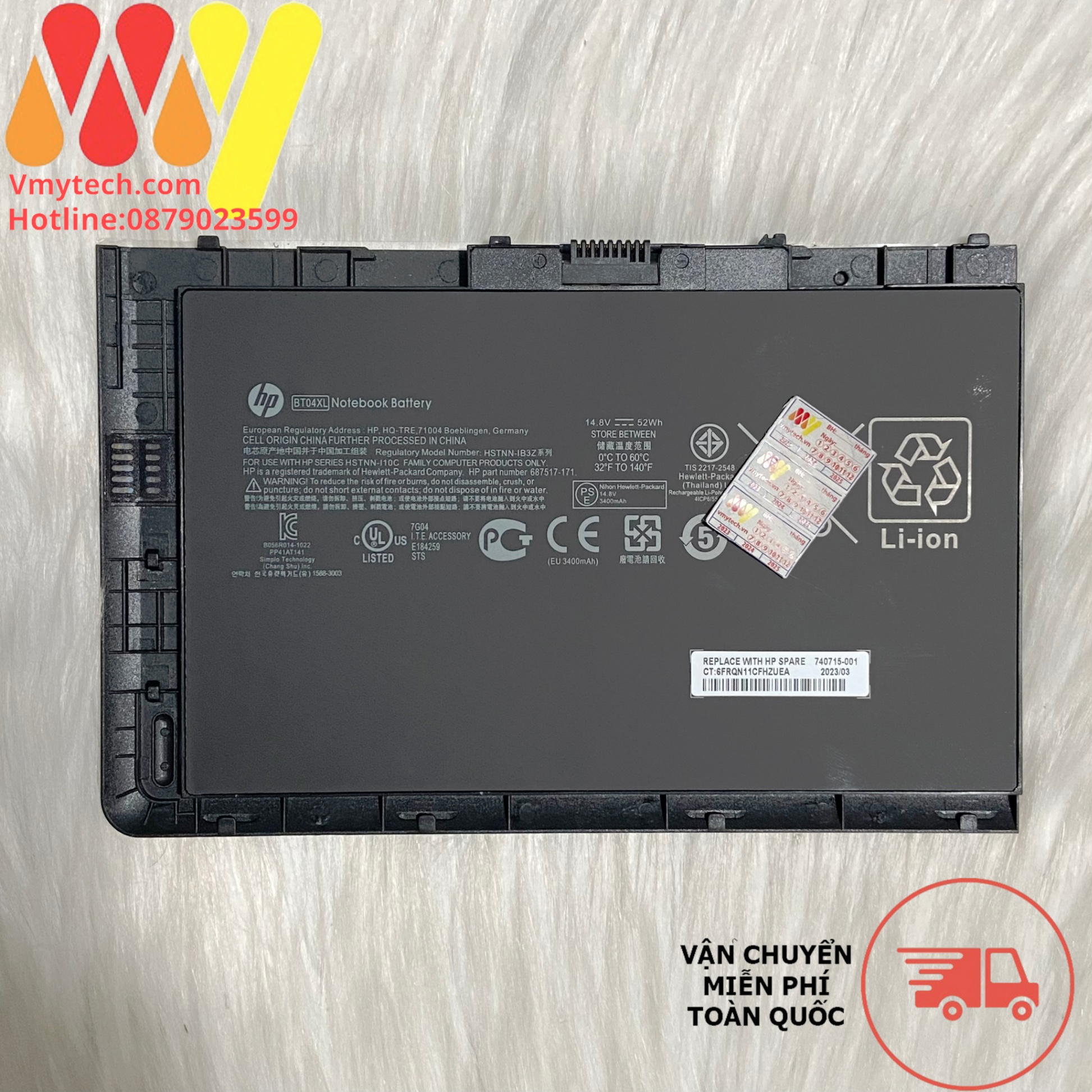 Pin Laptop HP EliteBook Folio 9470m 9480m BT04XL Zin