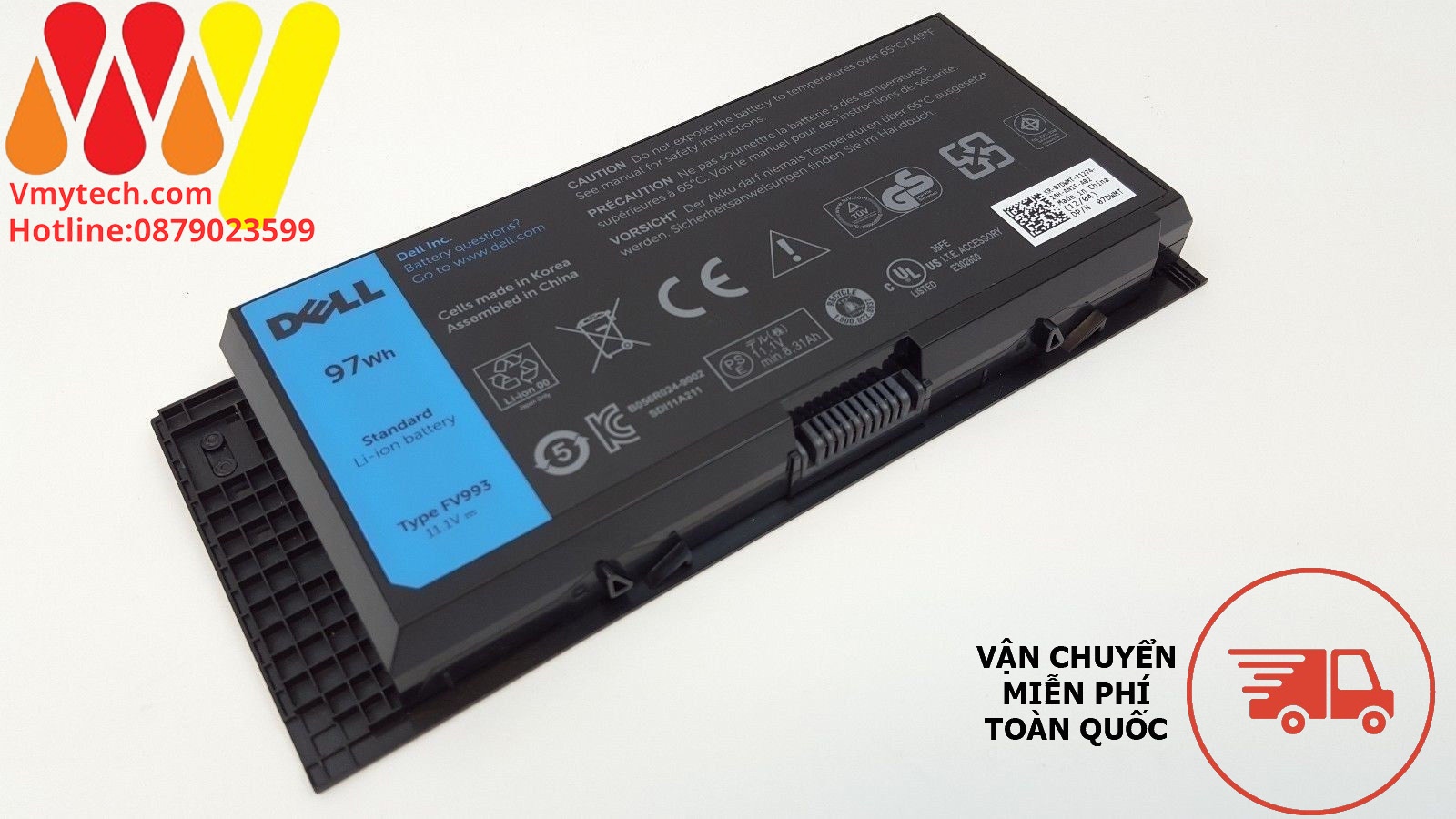 Pin laptop Dell Precision M6400, M6500, M6500 Mobile, C565C